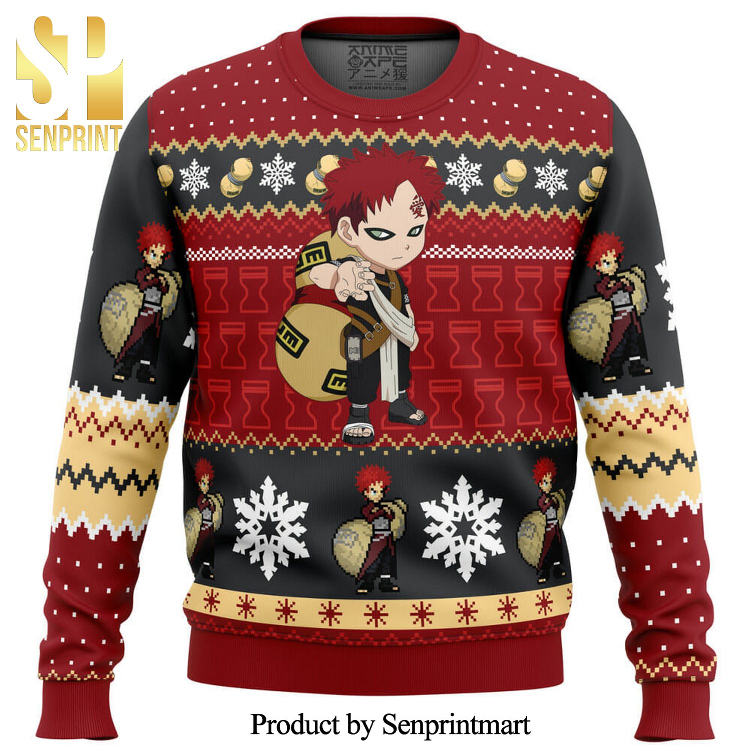 Christmas Gaara Naruto Manga Anime Knitted Ugly Christmas Sweater