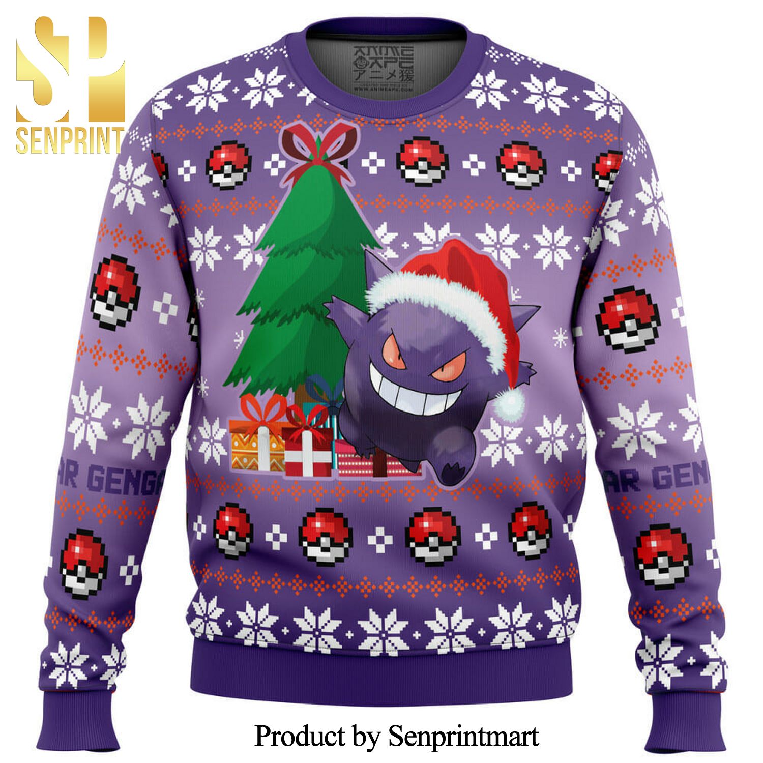Christmas Gengar Pokemon Manga Anime Knitted Ugly Christmas Sweater