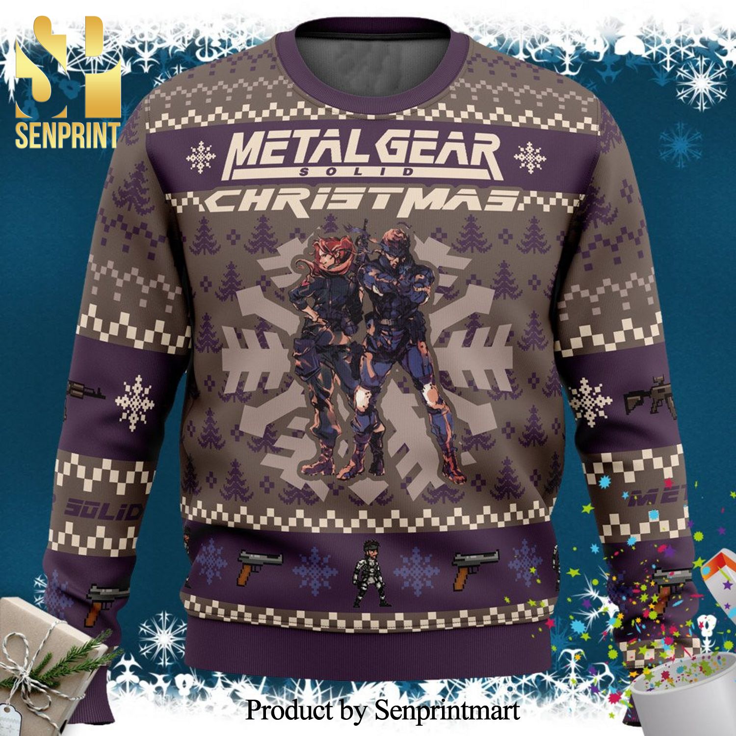 Christmas Metal Gear Solid Snake Knitted Ugly Christmas Sweater