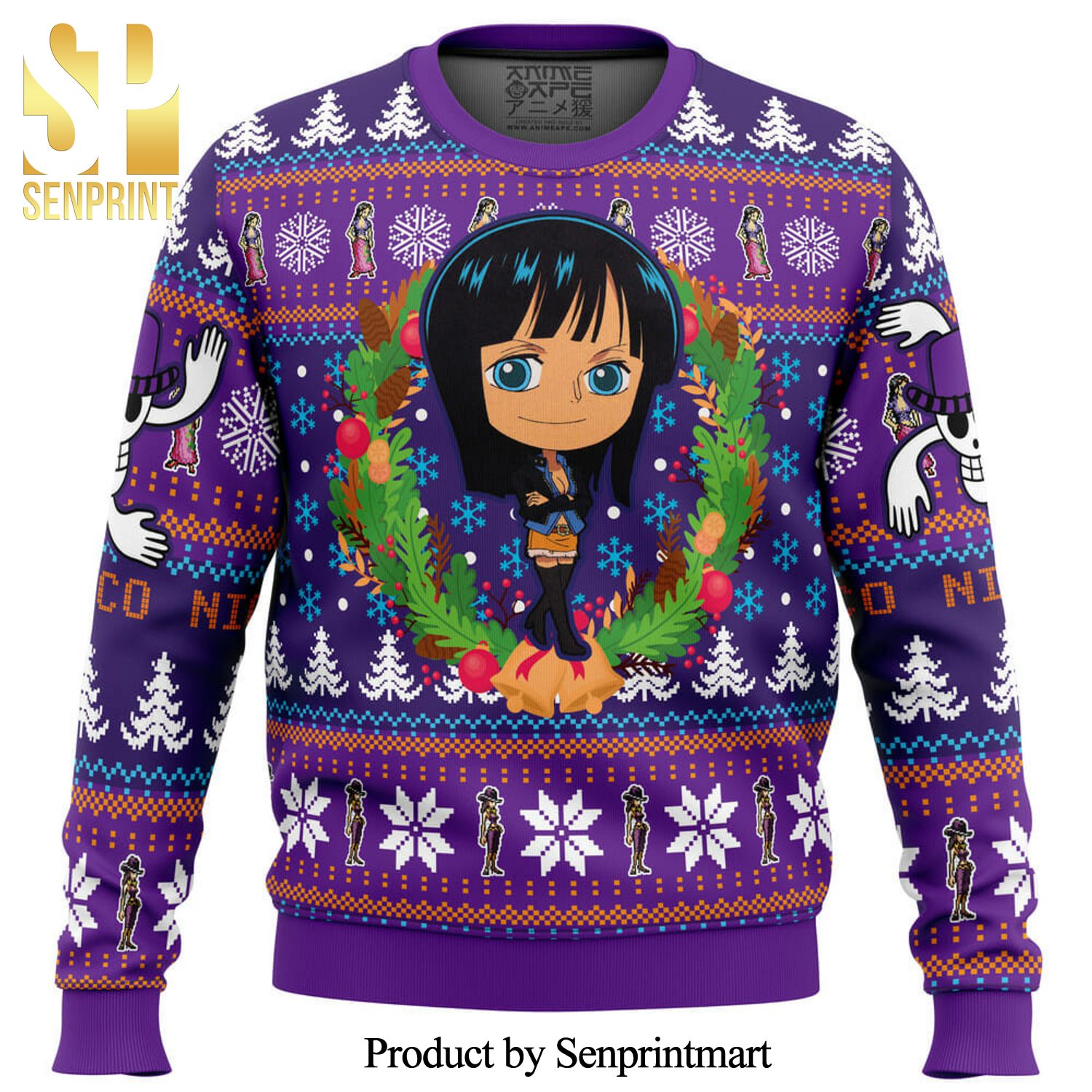 Christmas Nico One Piece Manga Anime Knitted Ugly Christmas Sweater