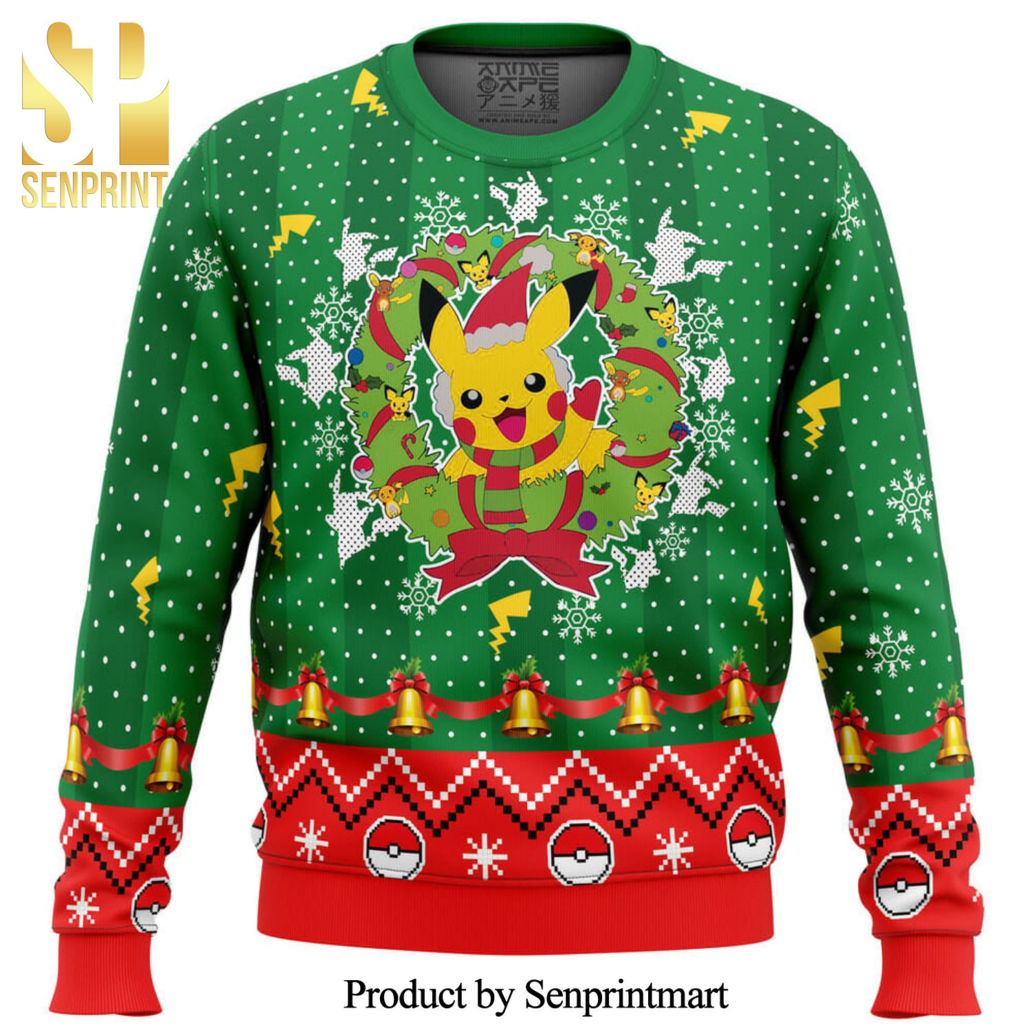 Christmas Pikachu Pokemon Manga Anime Knitted Ugly Christmas Sweater