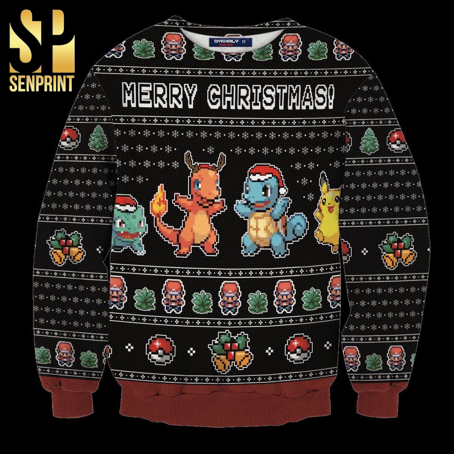 Christmas Pokemon Poster Knitted Ugly Christmas Sweater