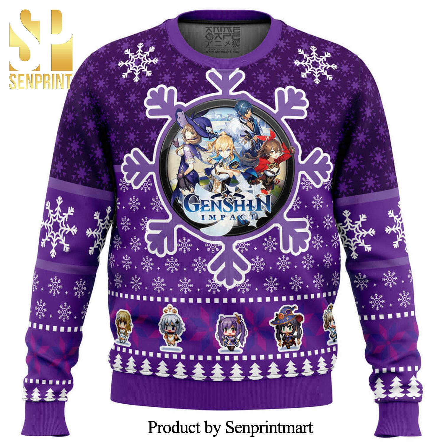 Christmas Quest Genshin Impact Knitted Ugly Christmas Sweater