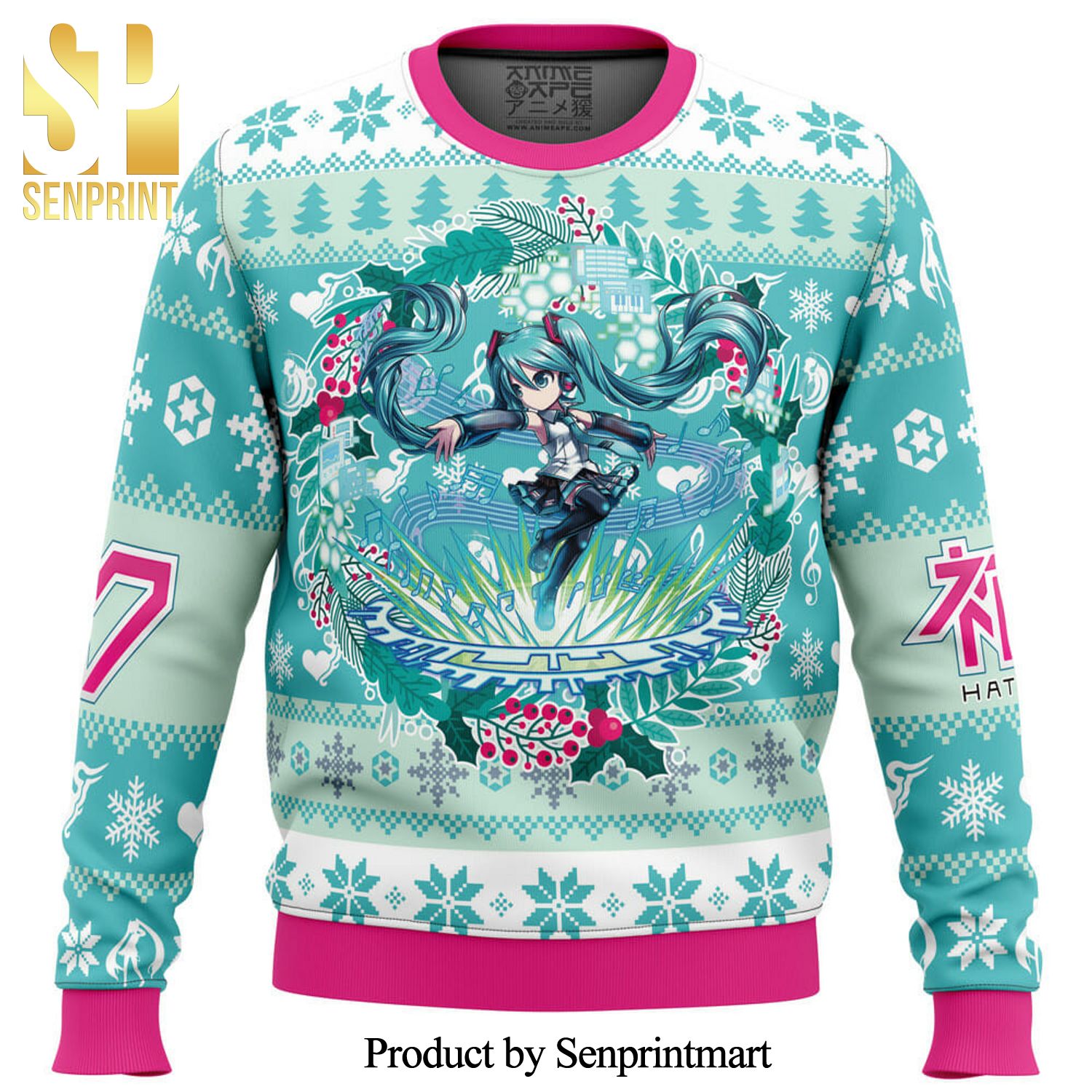 Christmas Symphony Hatsune Miku Knitted Ugly Christmas Sweater