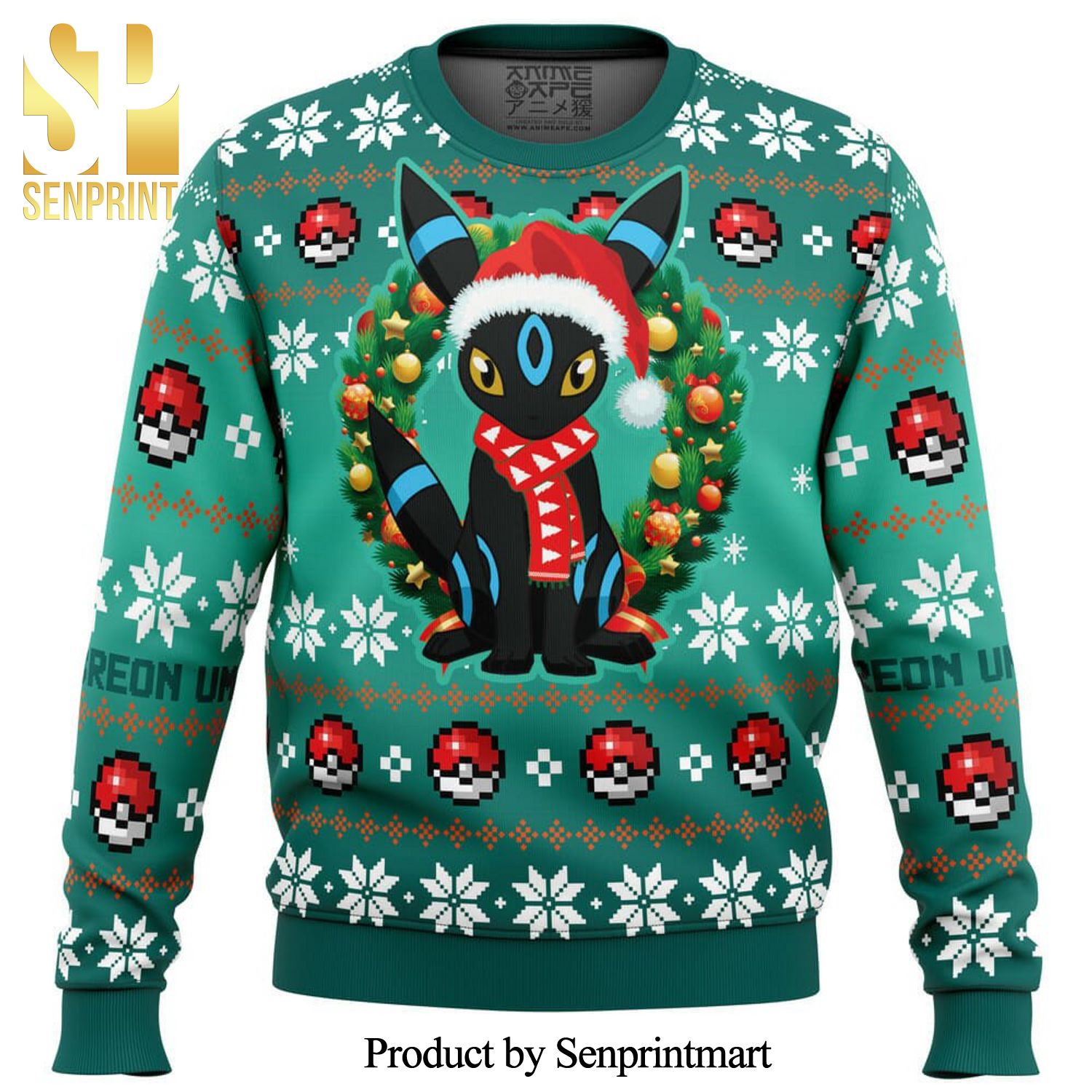 Christmas Umbreon Pokemon Manga Anime Knitted Ugly Christmas Sweater