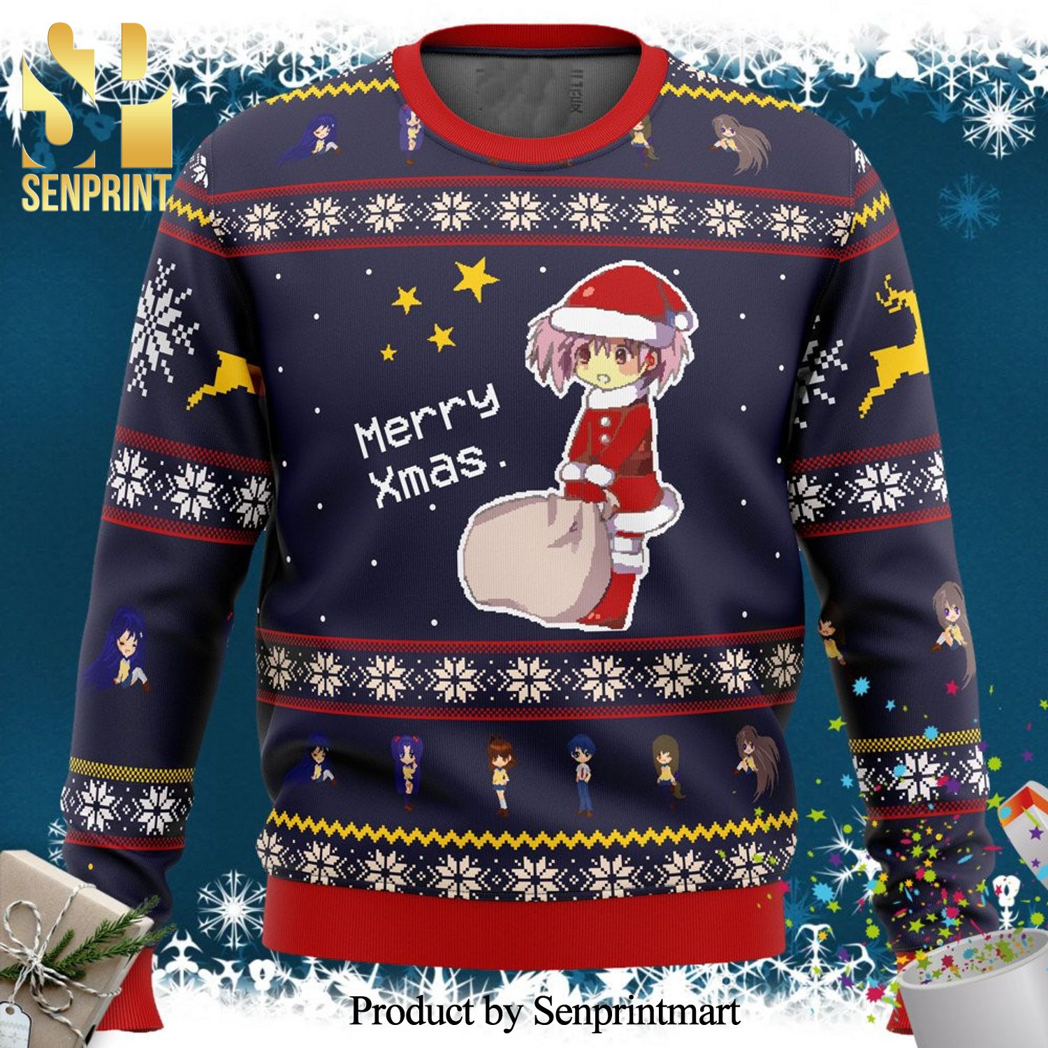 Clannad Merry Xmas Anime Knitted Ugly Christmas Sweater