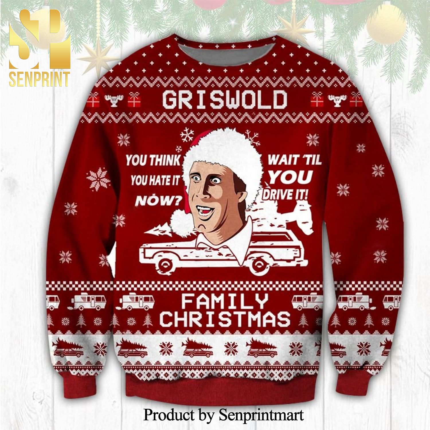 Clark Griswold Family National Lampoon’s Christmas Vacation Snowflake Knitted Ugly Christmas Sweater