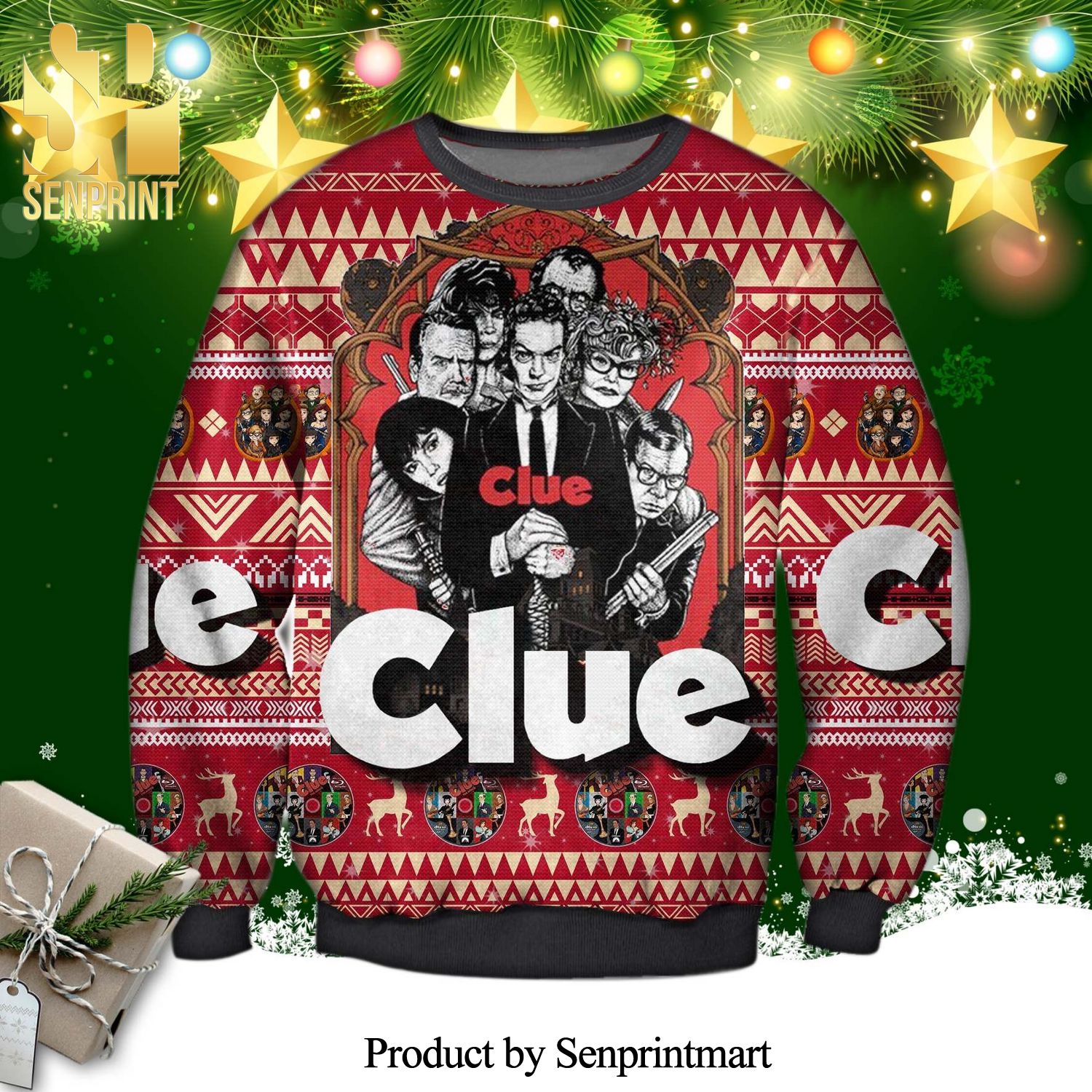 Clue Poster Knitted Ugly Christmas Sweater