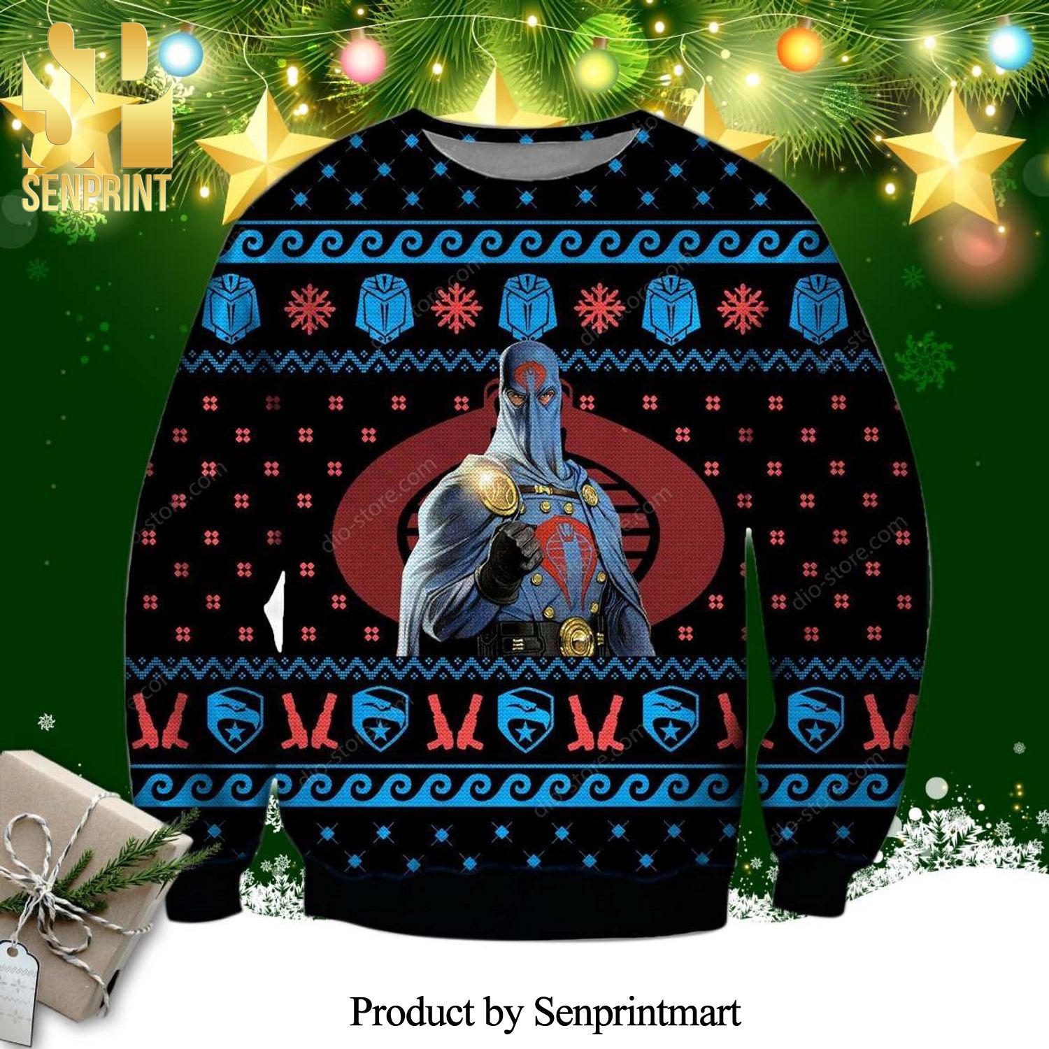 Cobra Commander GI Joe A Real American Hero Poster Knitted Ugly Christmas Sweater