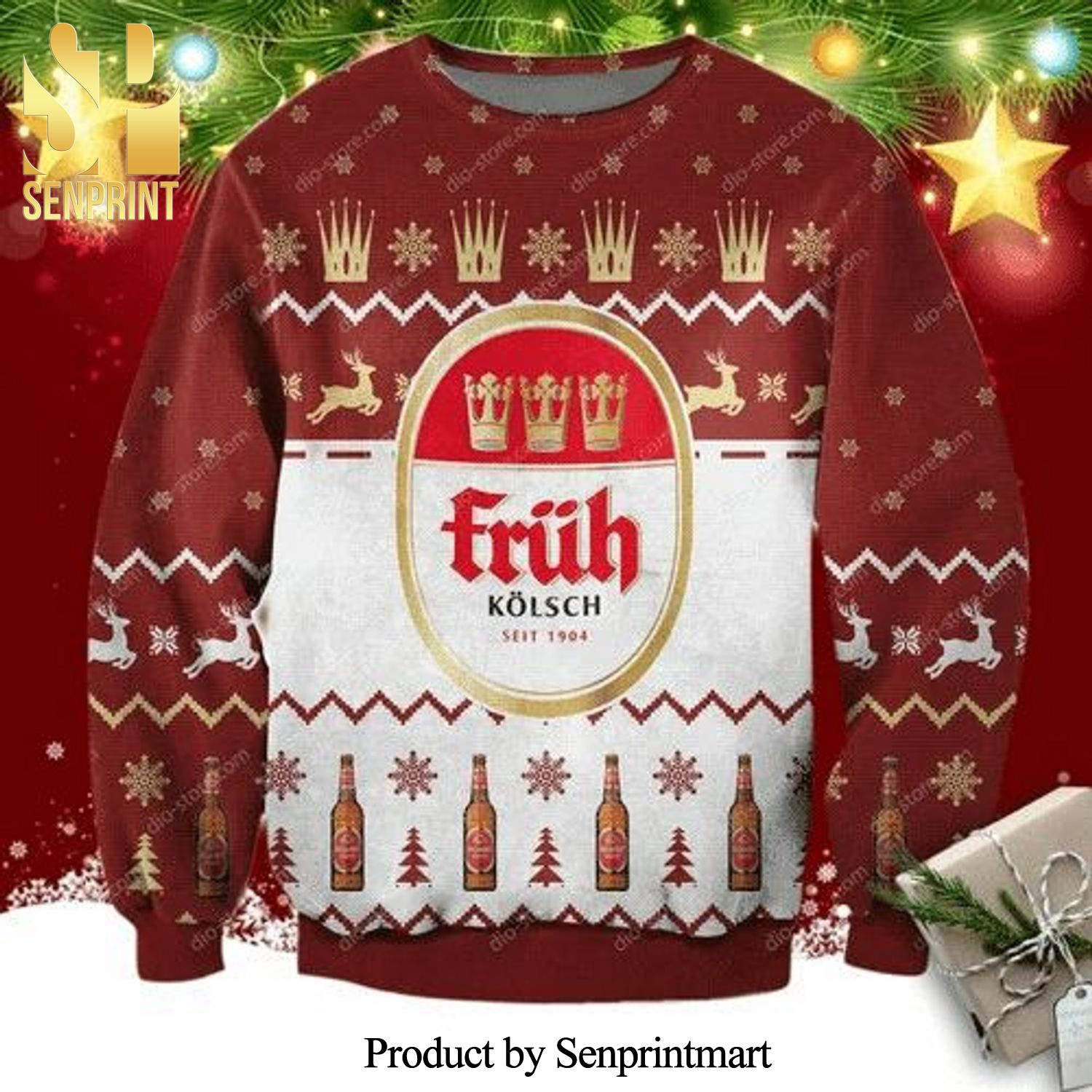 Colner Hofbrau Fruh Beer Knitted Ugly Christmas Sweater