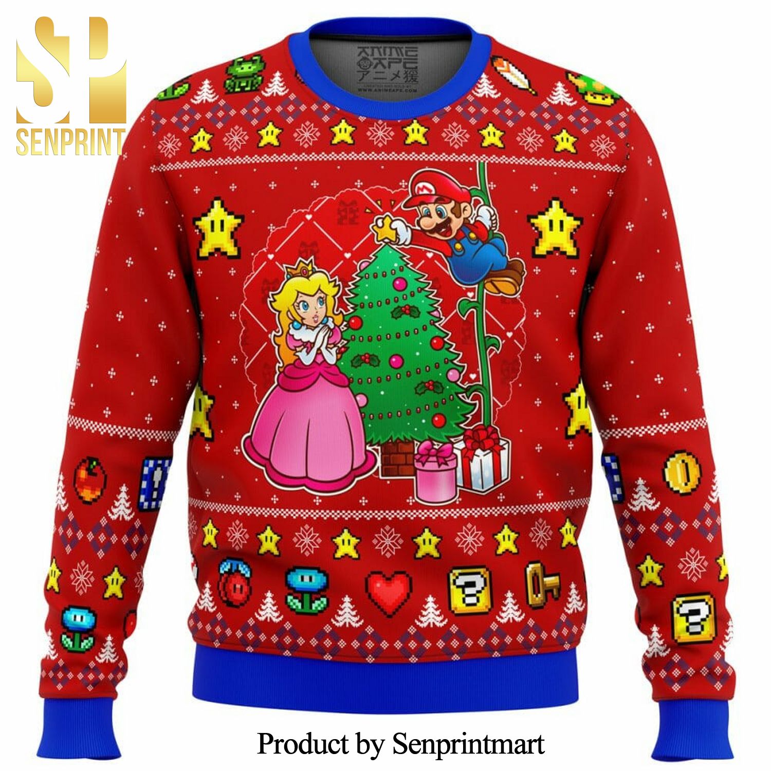 Come And See The Christmas Tree Super Mario Knitted Ugly Christmas Sweater