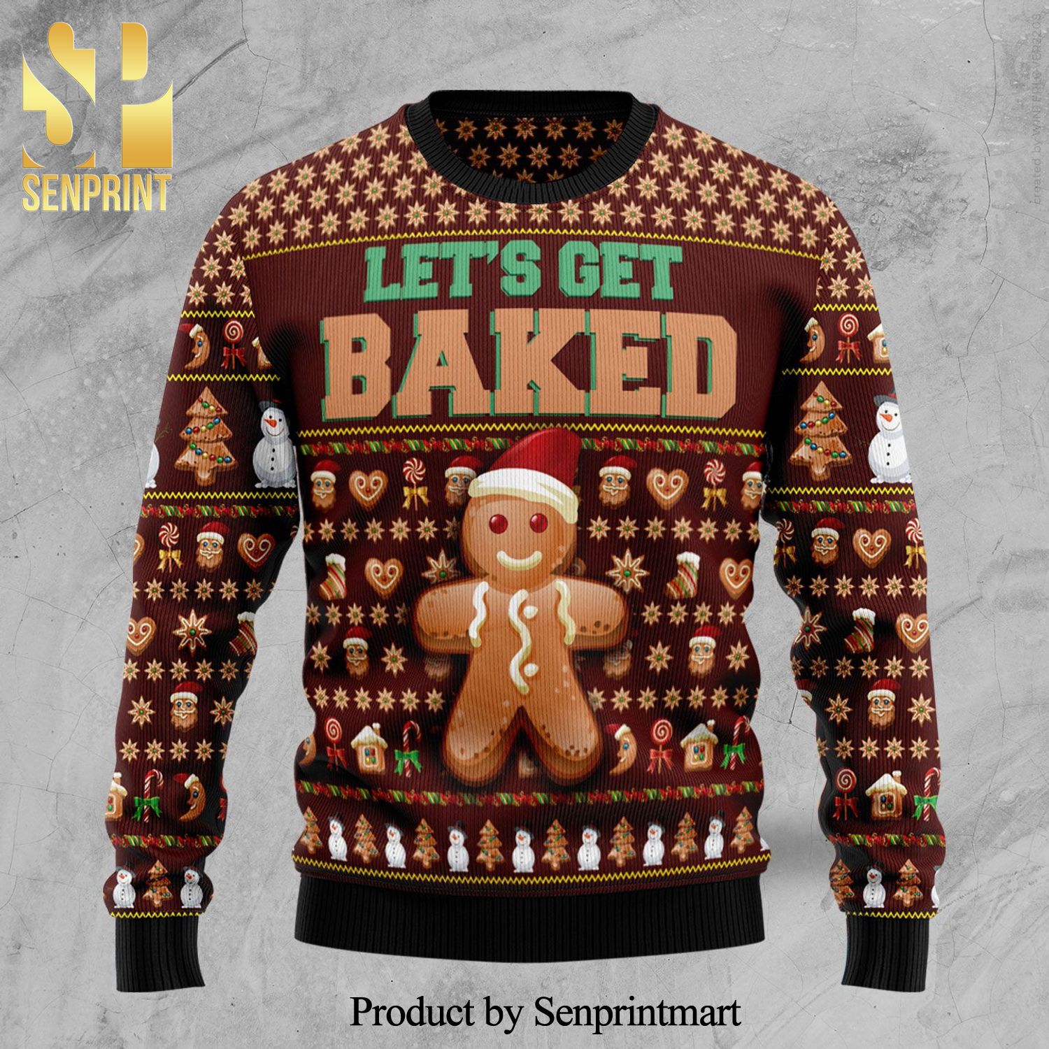 Cookies Let’s Get Baked Knitted Ugly Christmas Sweater