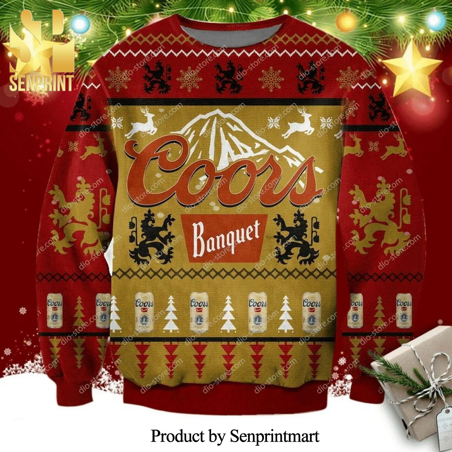 Coors Banquet Beer Pine Tree Knitted Ugly Christmas Sweater