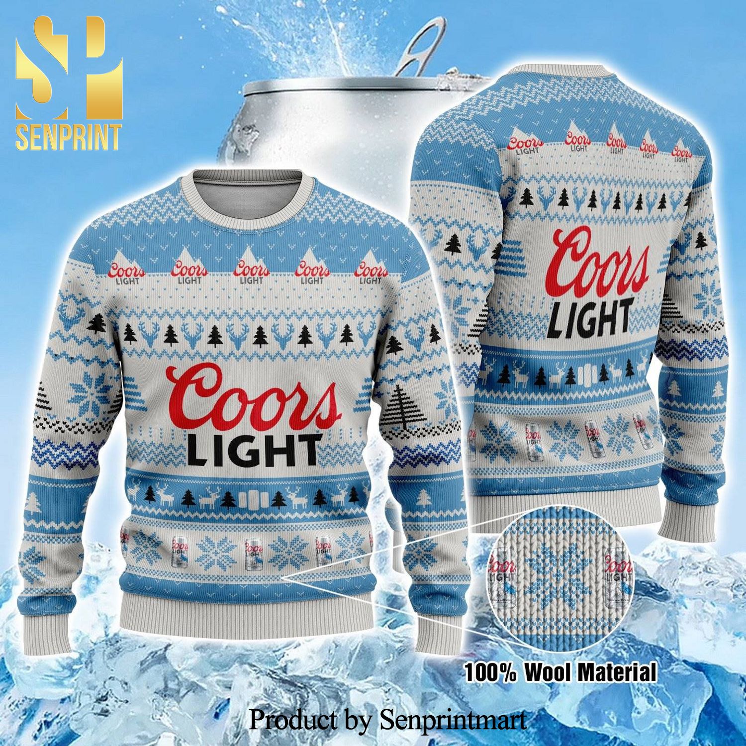 Coors Light Beer Knitted Ugly Christmas Sweater