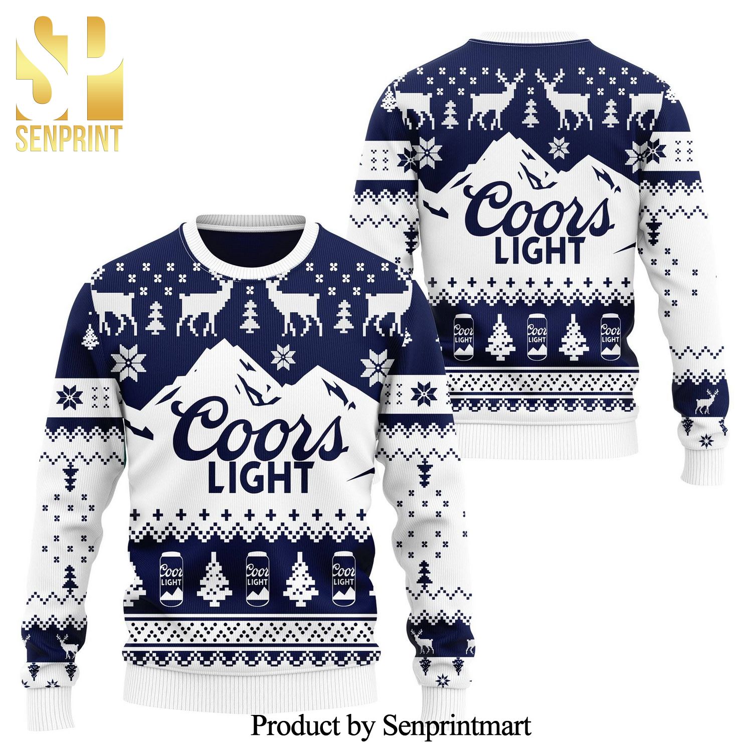 Coors Light Beer Mountain Knitted Ugly Christmas Sweater