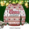 Coors Light Reindeer And Pine Tree Pattern Knitted Ugly Christmas Sweater – White