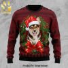 Cool Reindeer Striped Pattern Icon Red Knitted Ugly Christmas Sweater