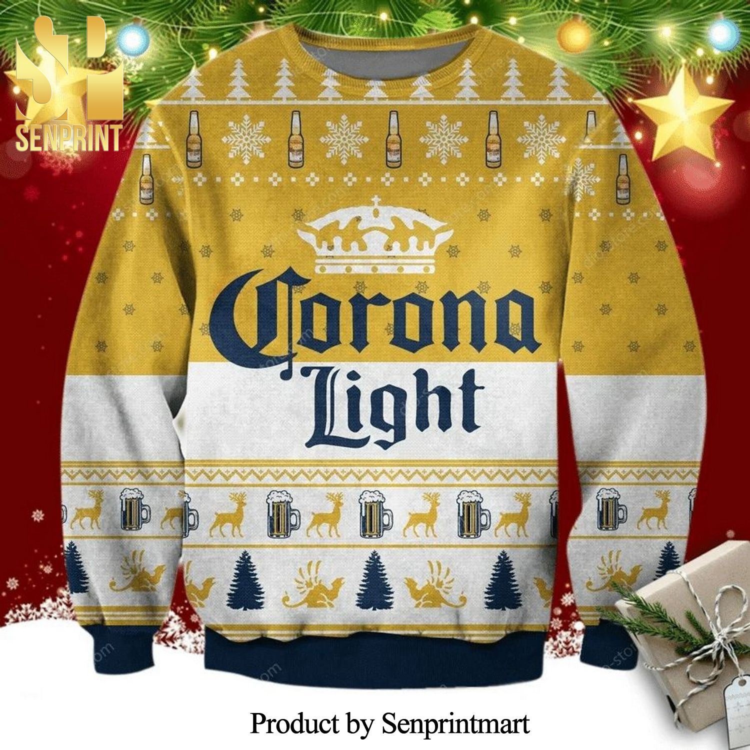 Corona Light Beer Logo Knitted Ugly Christmas Sweater
