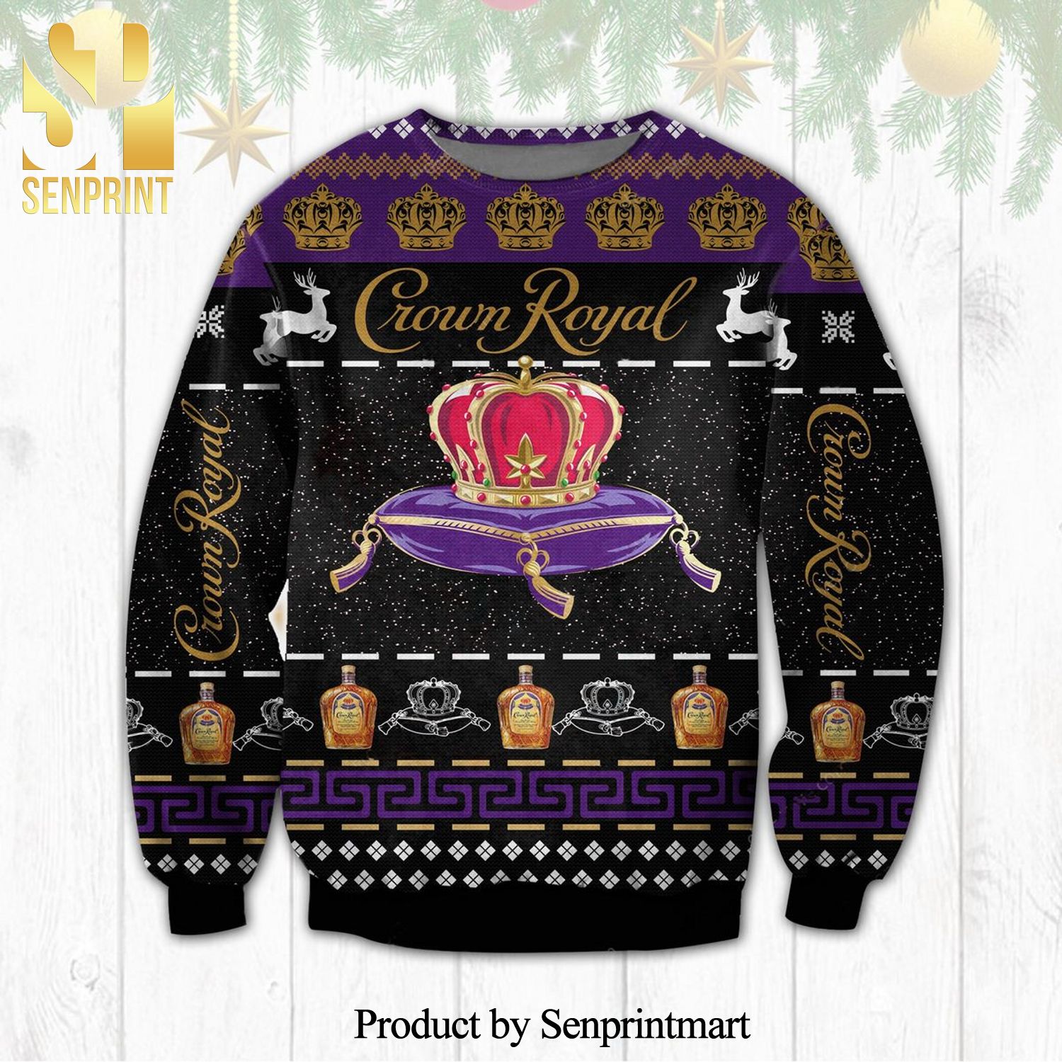 Crown Royal Logo Knitted Ugly Christmas Sweater