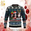 Cute Black And White Christmas Cat Knitted Ugly Christmas Sweater