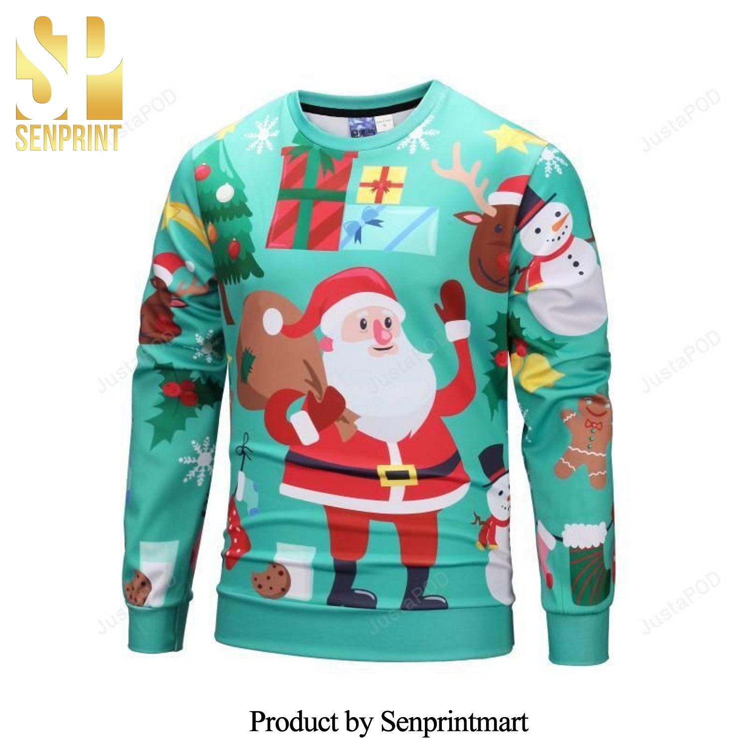 Cute Cartoon Style Santa Icon Knitted Ugly Christmas Sweater