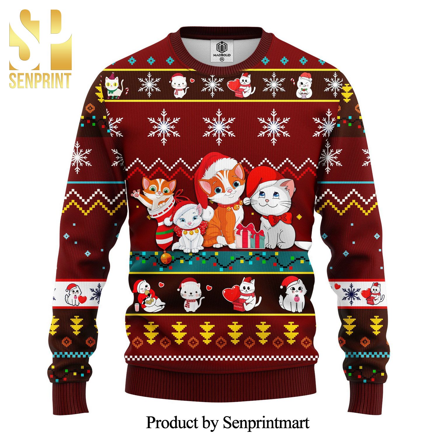 Cute Cat Knitted Ugly Christmas Sweater