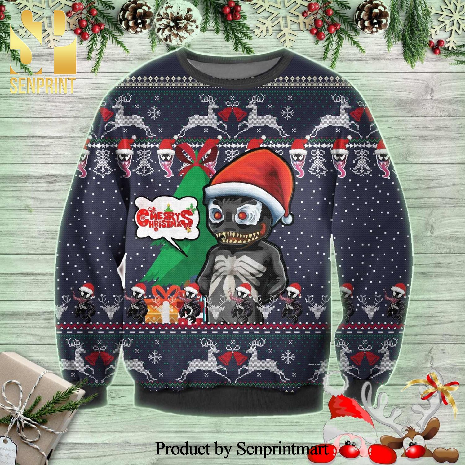 Cute Venom Knitted Ugly Christmas Sweater