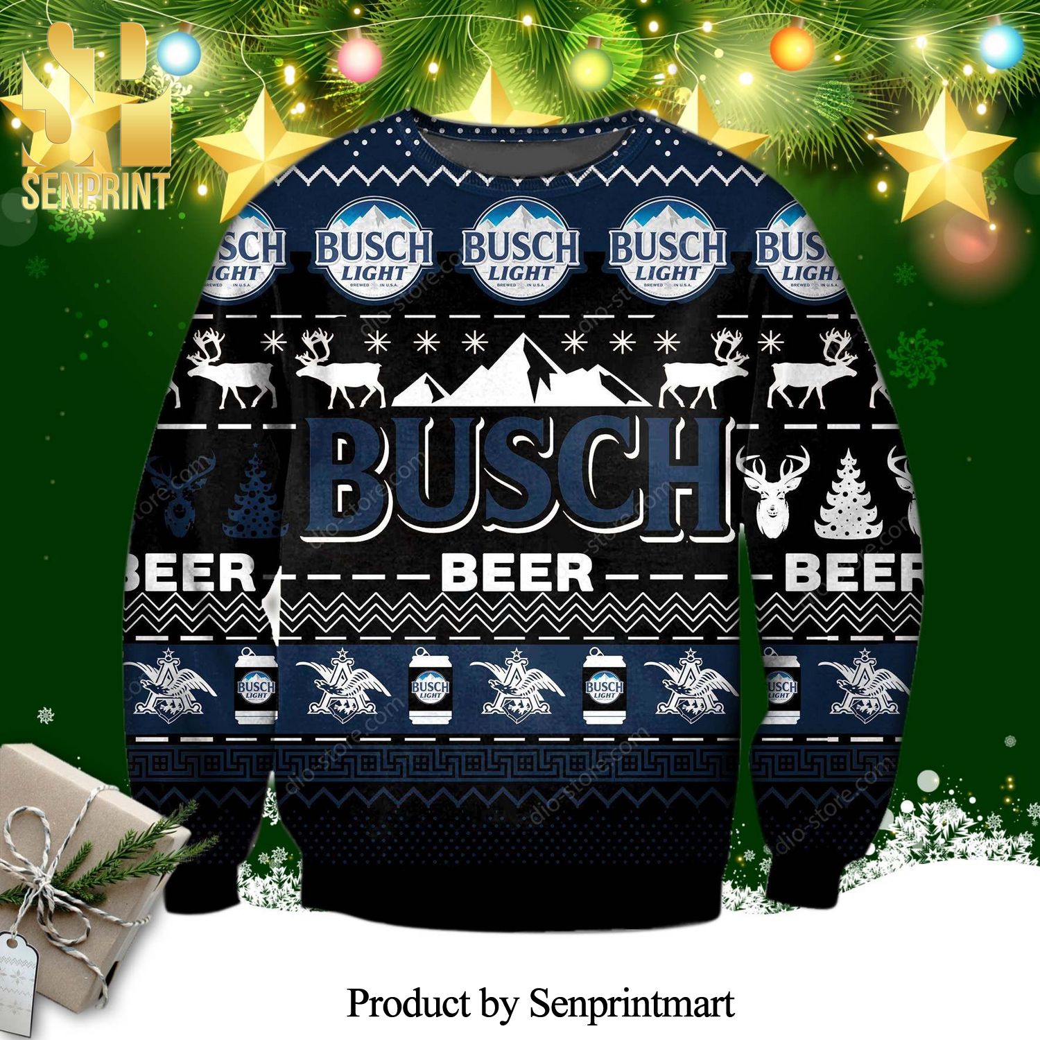 Dark Busch Beer Knitted Ugly Christmas Sweater