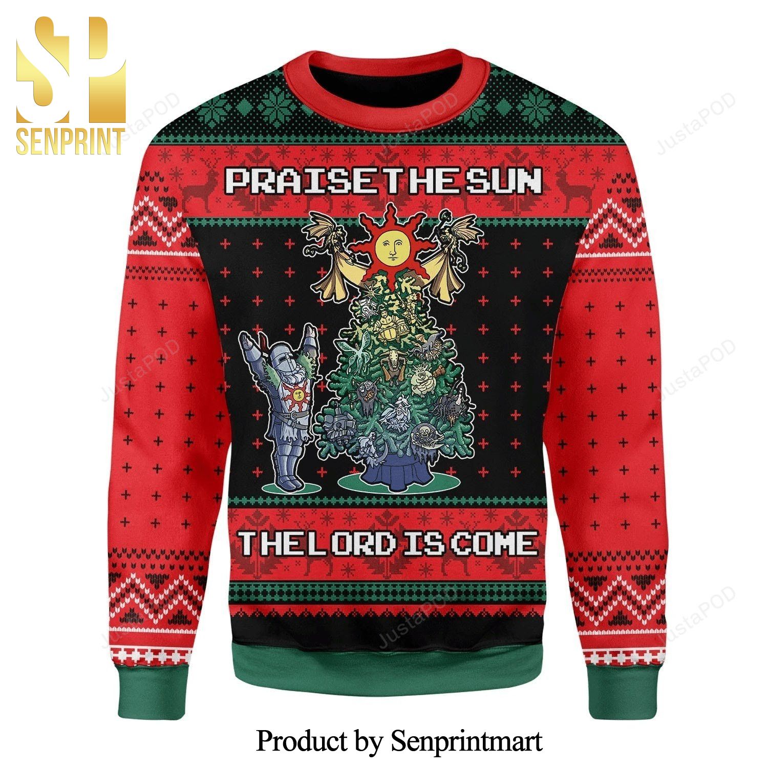 Dark Souls Praise The Sun The Lord Is Come Knitted Ugly Christmas Sweater