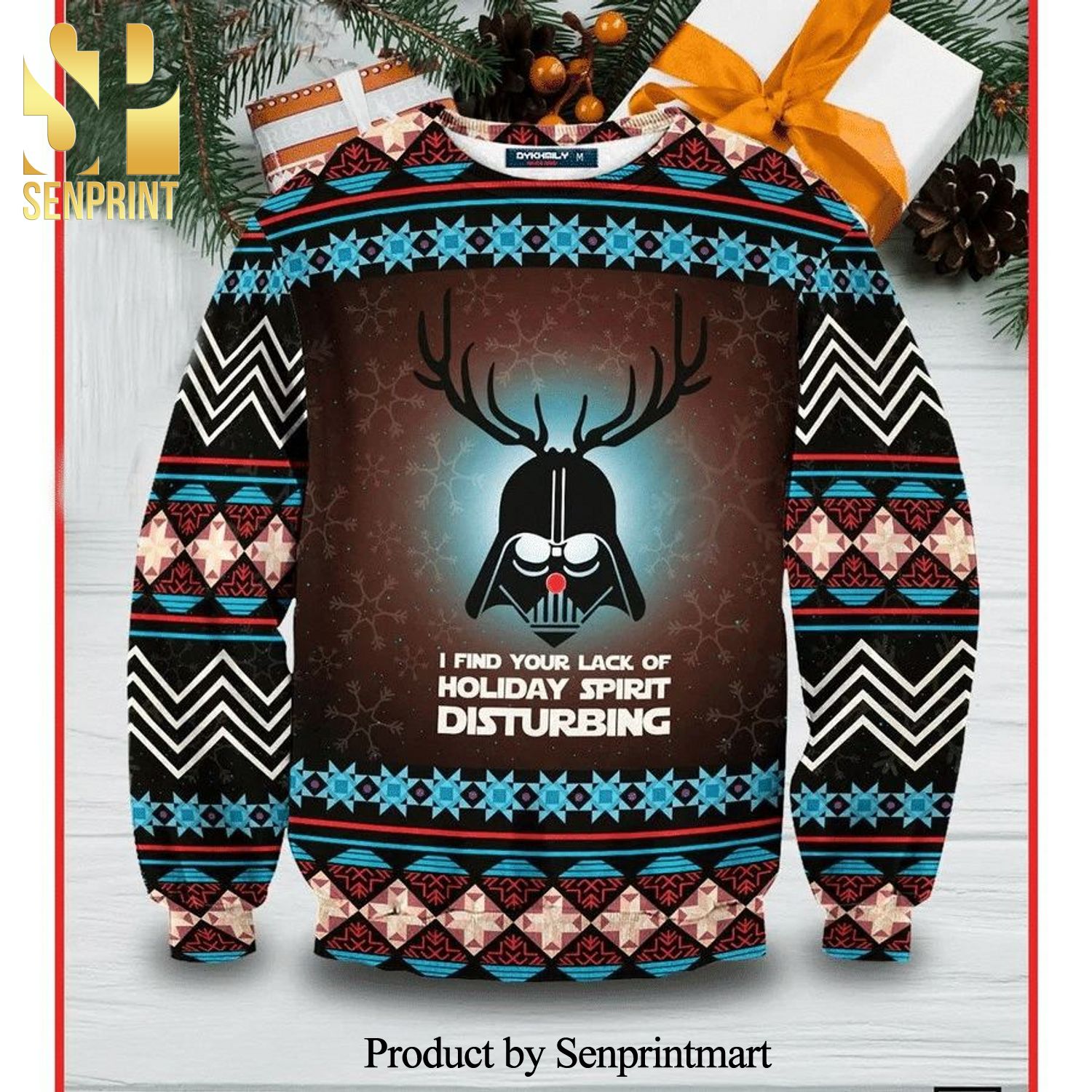 Darth Vader Star Wars I Find Your Lack Of Holiday Spirit Disturbing Wool Knitted Ugly Christmas Sweater