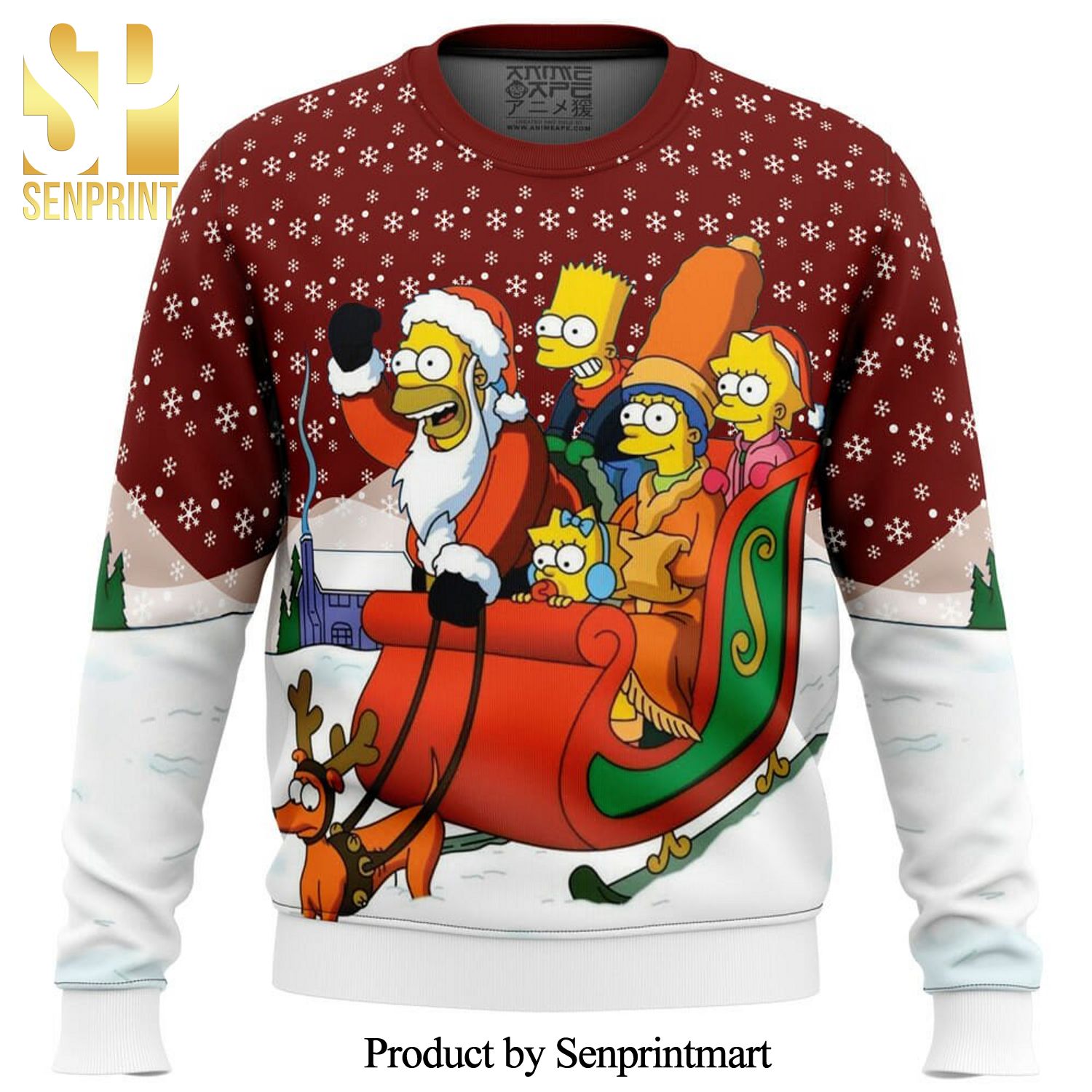 Dashing Through The Snow The Simpsons Knitted Ugly Christmas Sweater