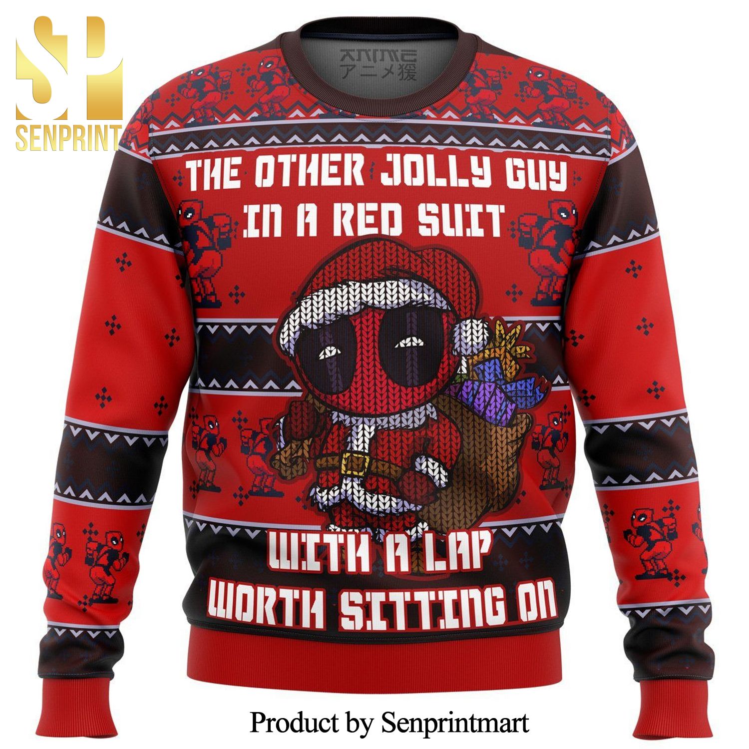 Deadpool Jolly Red Guy Dc Premium Knitted Ugly Christmas Sweater