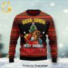 Dear Santa Tommy Want Wingy Snowflake Pattern Knitted Ugly Christmas Sweater – Black