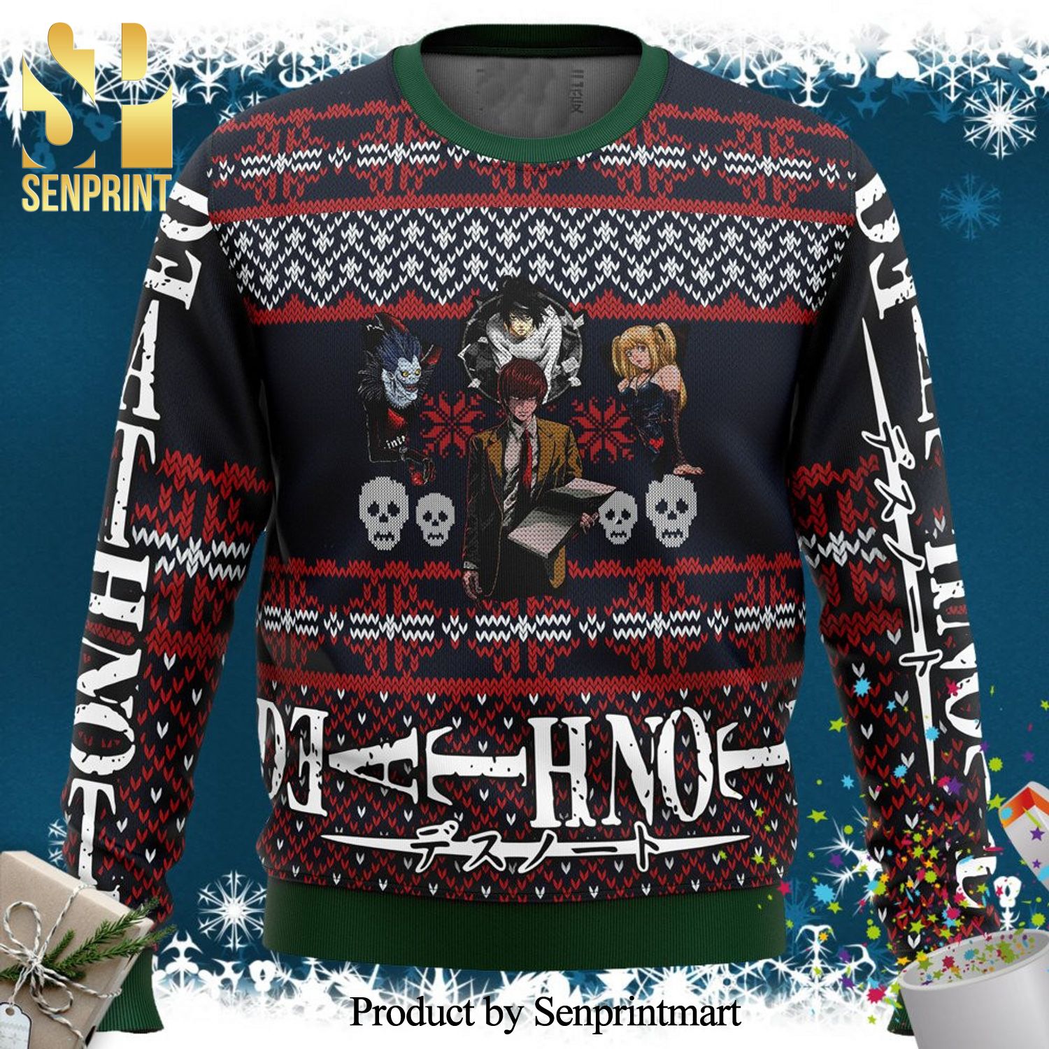 Death Note Characters Knitted Ugly Christmas Sweater