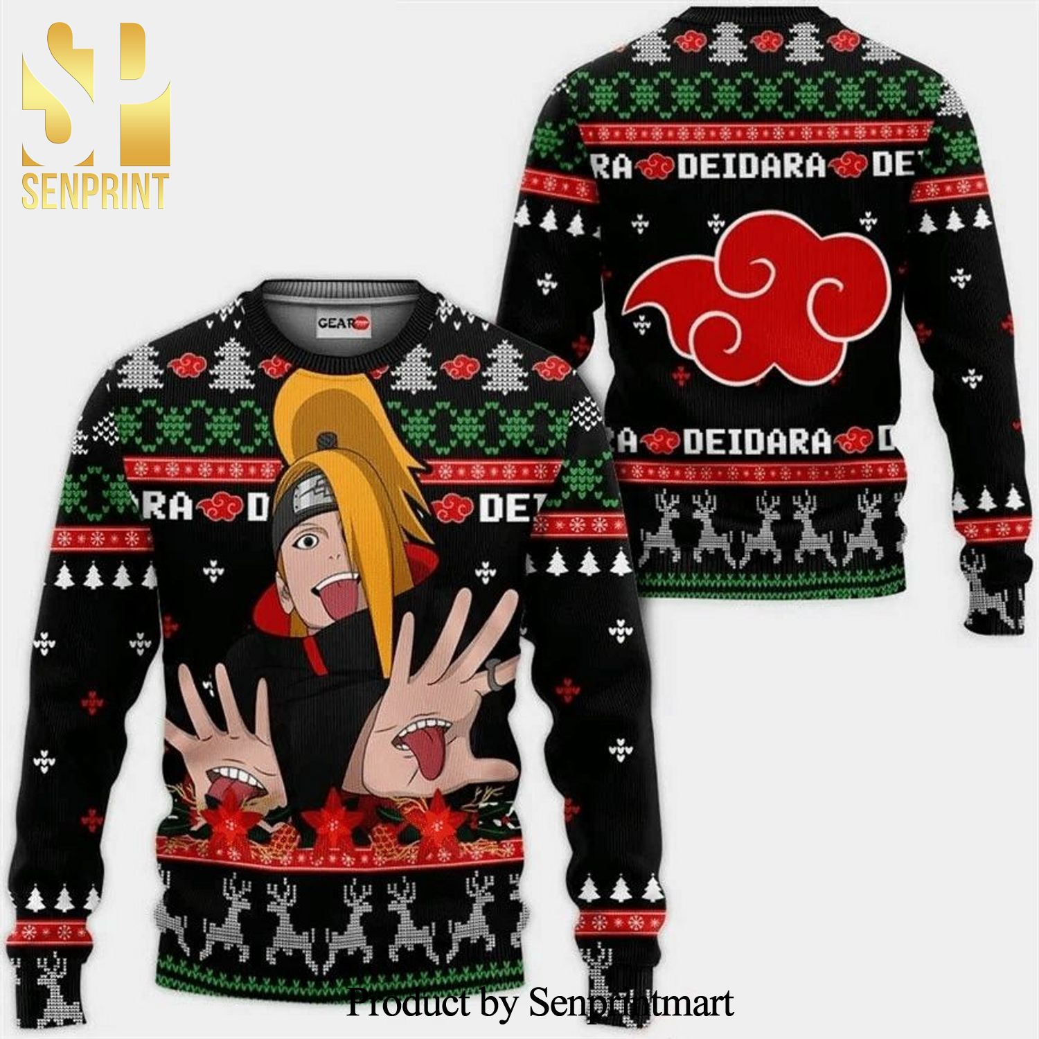 Deidara Akatsuki Logo Naruto Anime Knitted Ugly Christmas Sweater