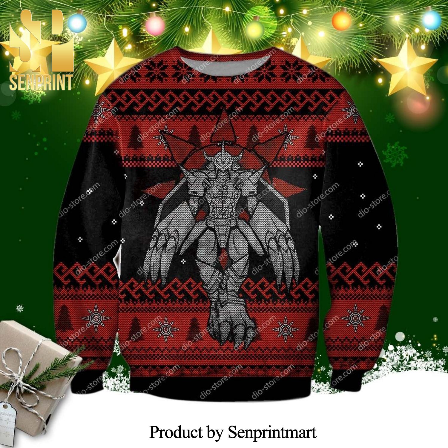 Digimon Wargreymon Manga Anime Knitted Ugly Christmas Sweater