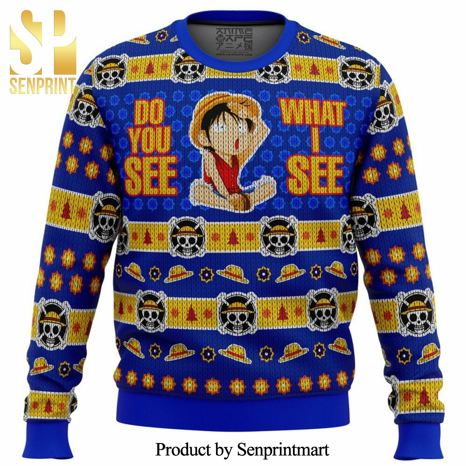 Do You See What I See Monkey D Luffy One Piece Manga Anime Knitted Ugly Christmas Sweater