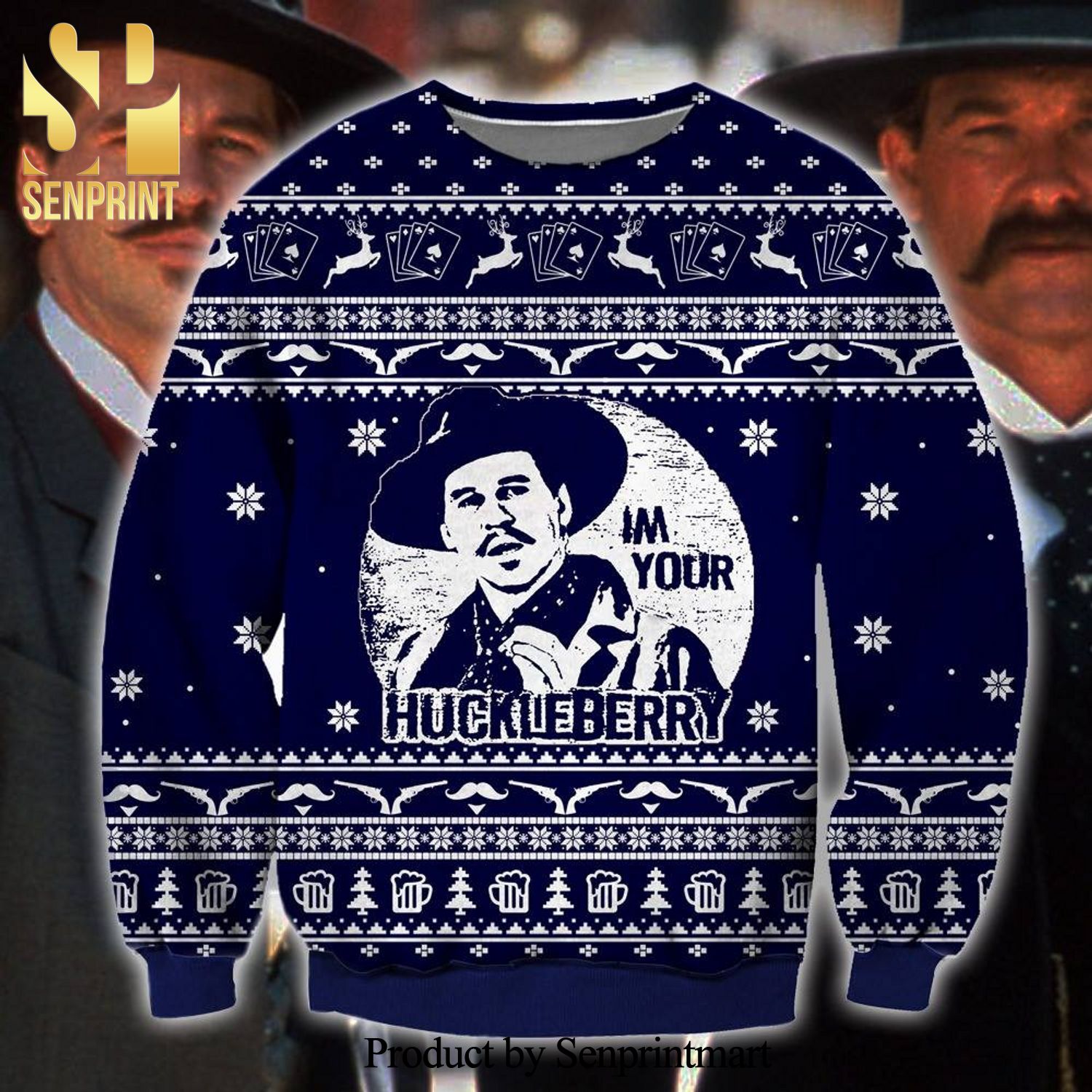 Doc Holliday Tombstone I’m Your Huckleberry Knitted Ugly Christmas Sweater