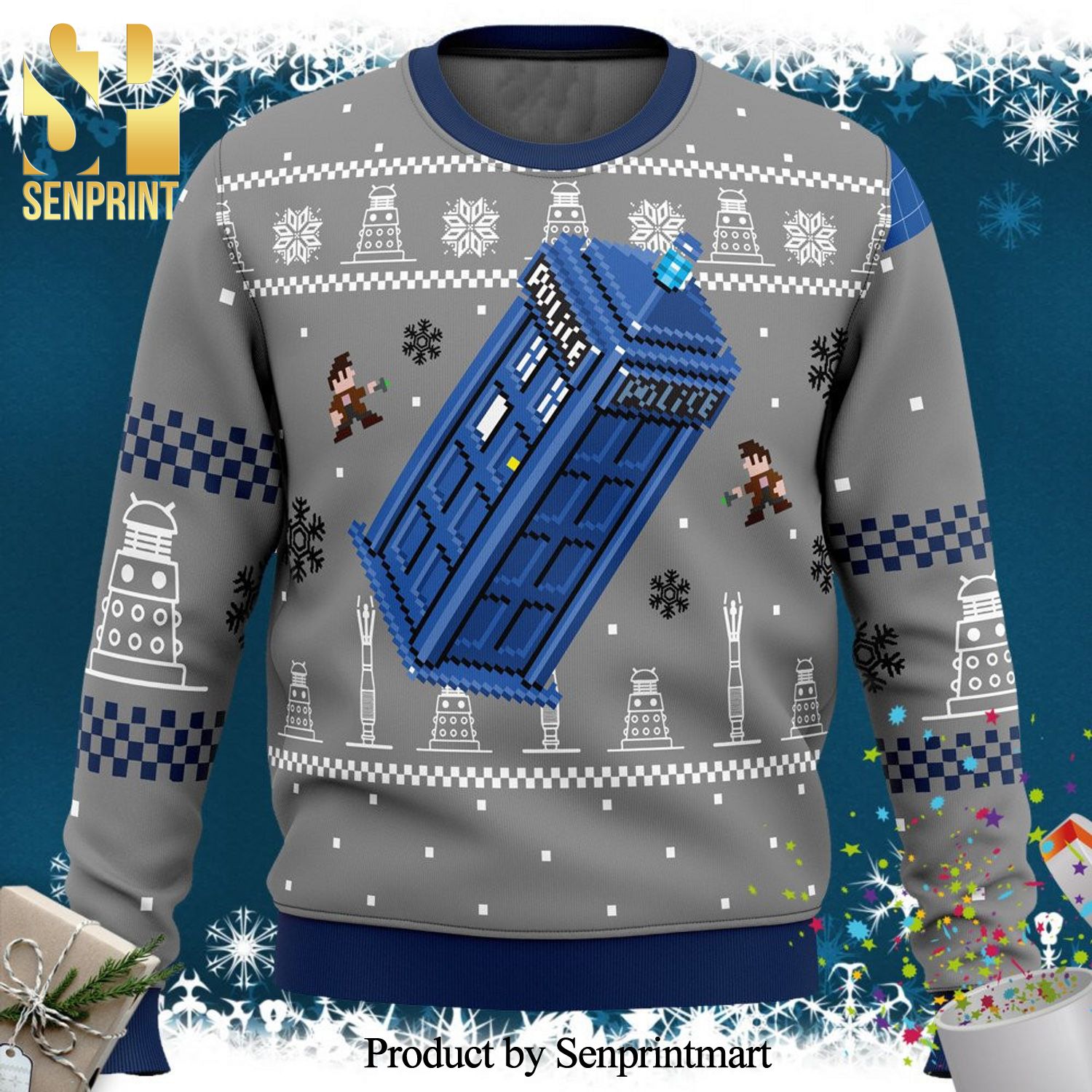 Doctor Who Police Box Knitted Ugly Christmas Sweater