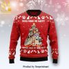 Dogs Wearing Santa Hat Knitted Ugly Christmas Sweater