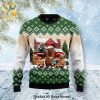 Dogs Wearing Santa Hat Knitted Ugly Christmas Sweater