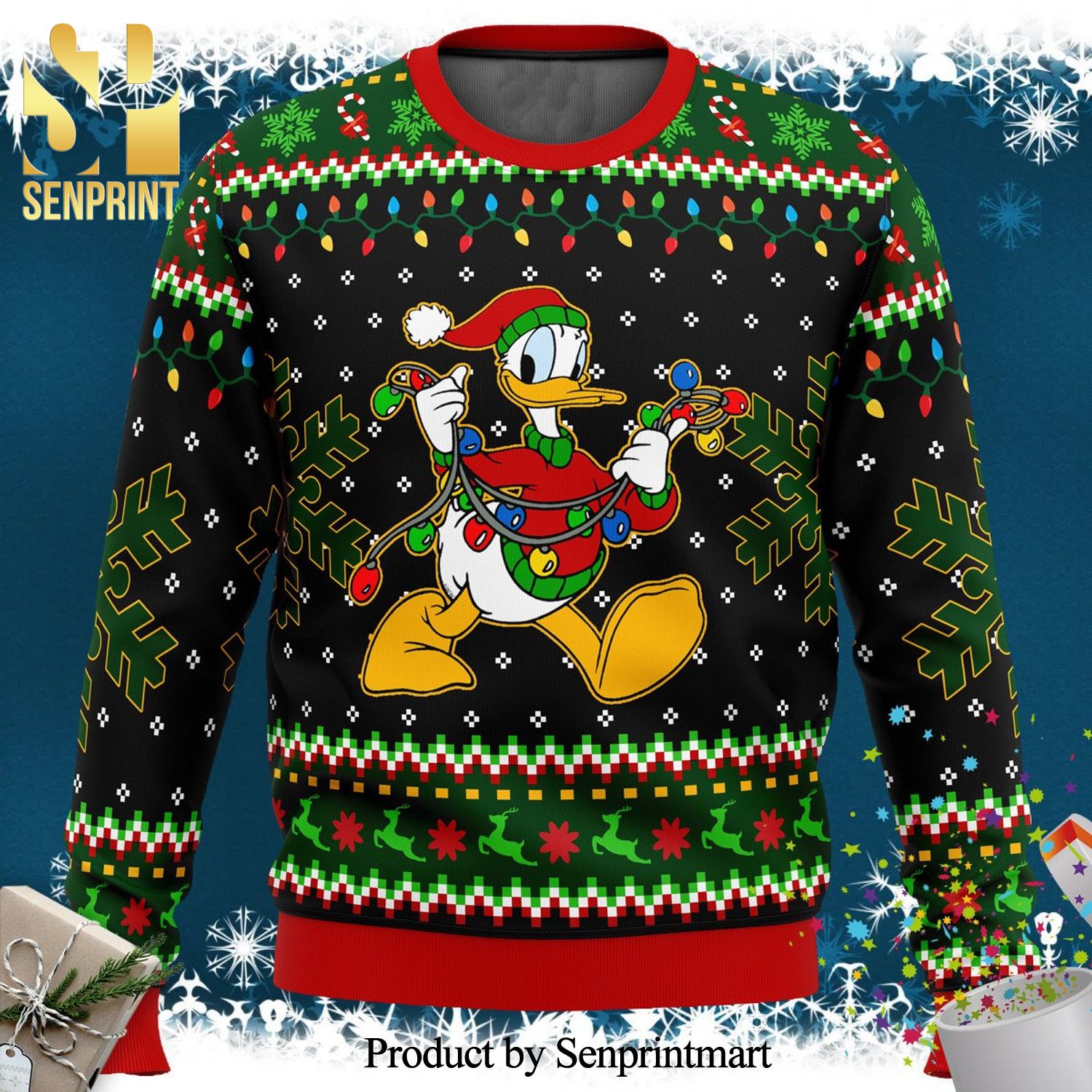 Donald Duck Christmas Costume Disney Knitted Ugly Christmas Sweater
