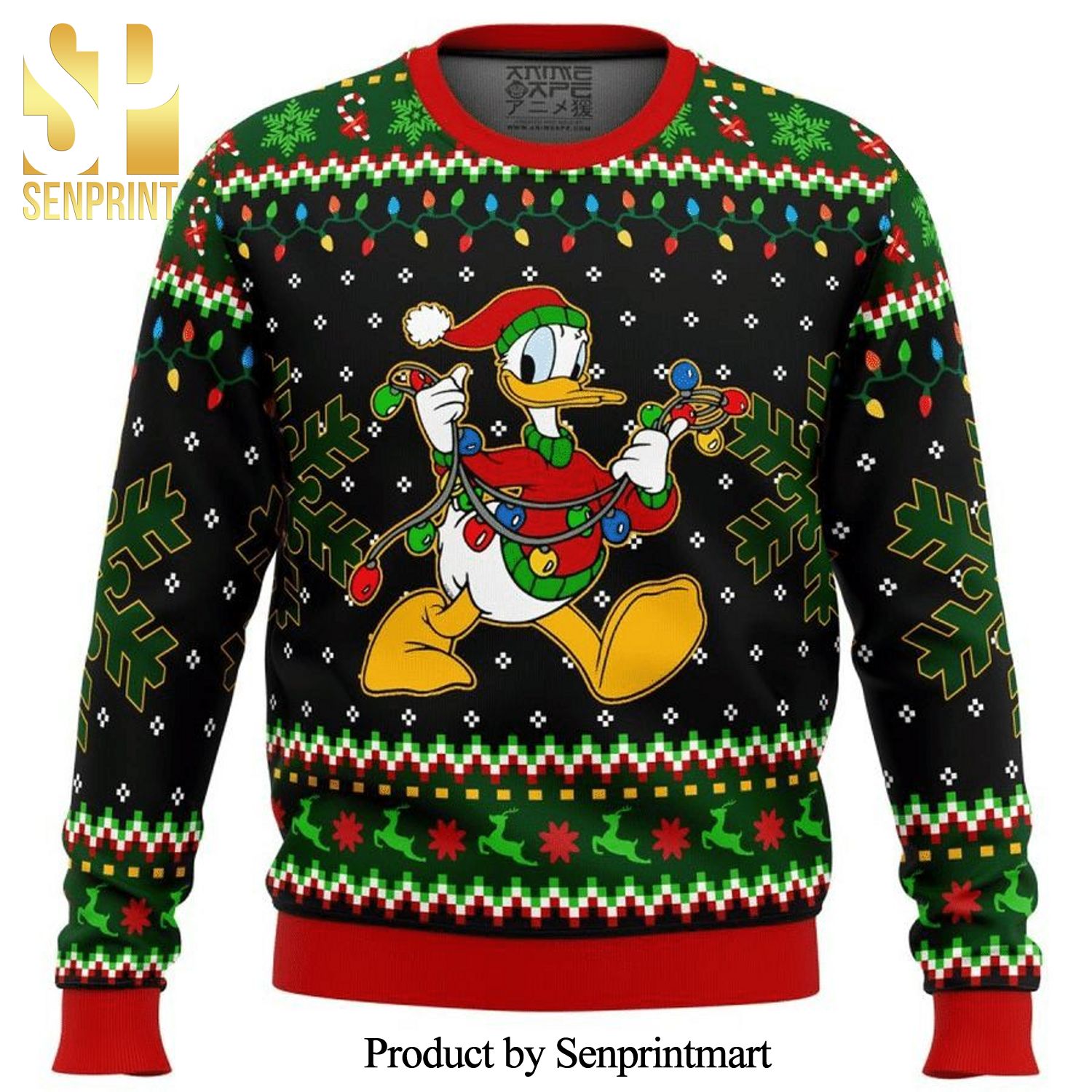 Donald Duck Disney Christmas Lights Knitted Ugly Christmas Sweater