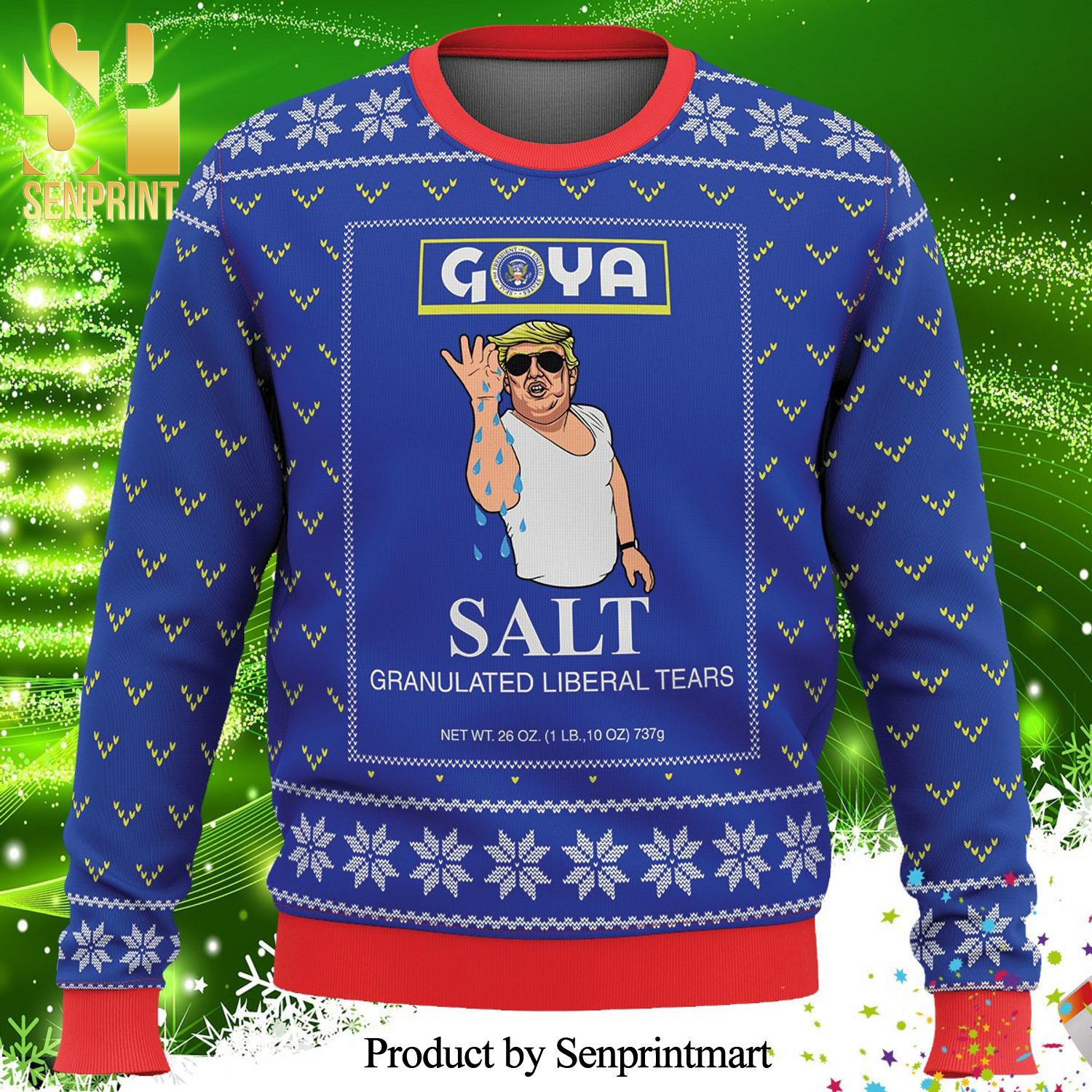 Donald Trump Goya Salt Liberal Tears Logo Knitted Ugly Christmas Sweater