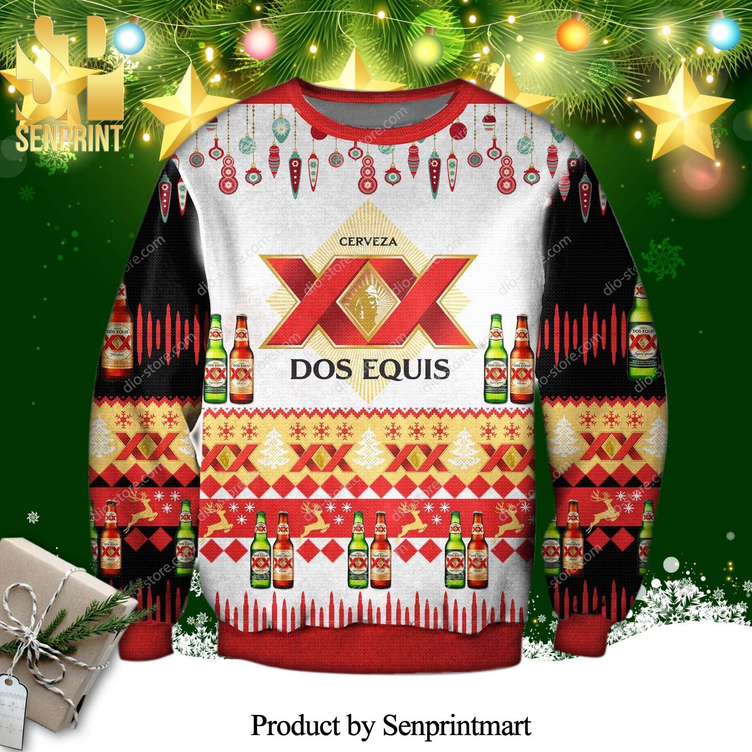 Dos Equis Beer Knitted Ugly Christmas Sweater