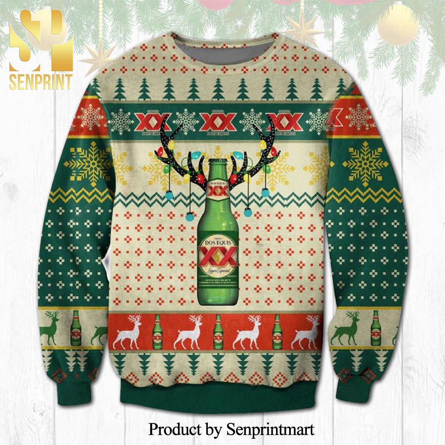 Dos Equis Lager Especial ReinBeer Knitted Ugly Christmas Sweater