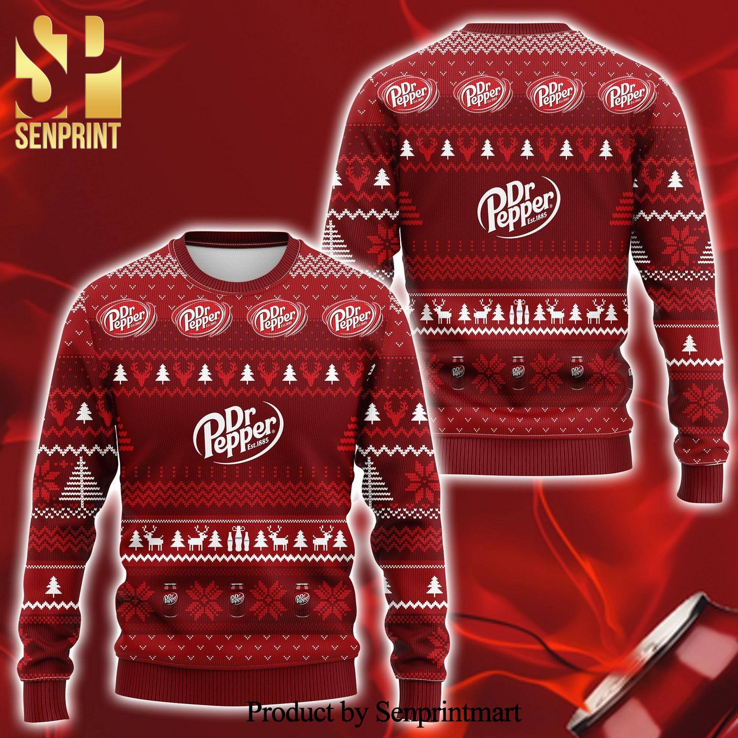 Dr Pepper Drink Knitted Ugly Christmas Sweater