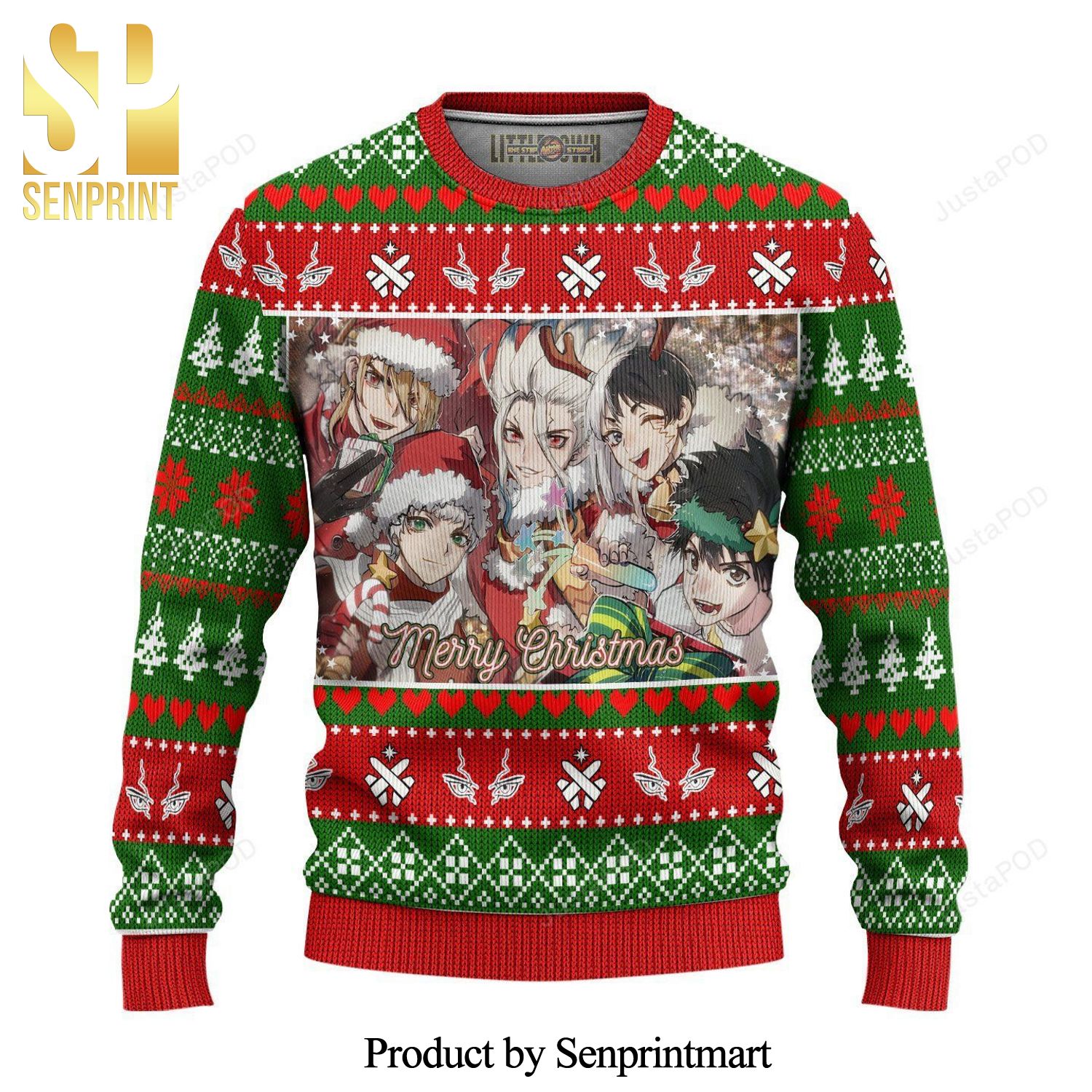 Dr Stone Characters Manga Anime Knitted Ugly Christmas Sweater