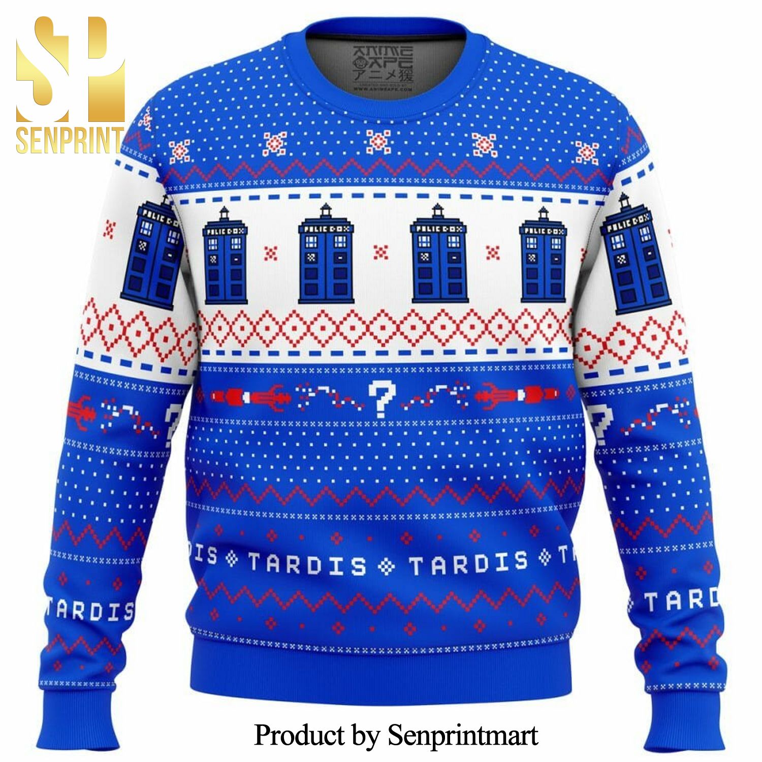 Dr Who Tardis Knitted Ugly Christmas Sweater