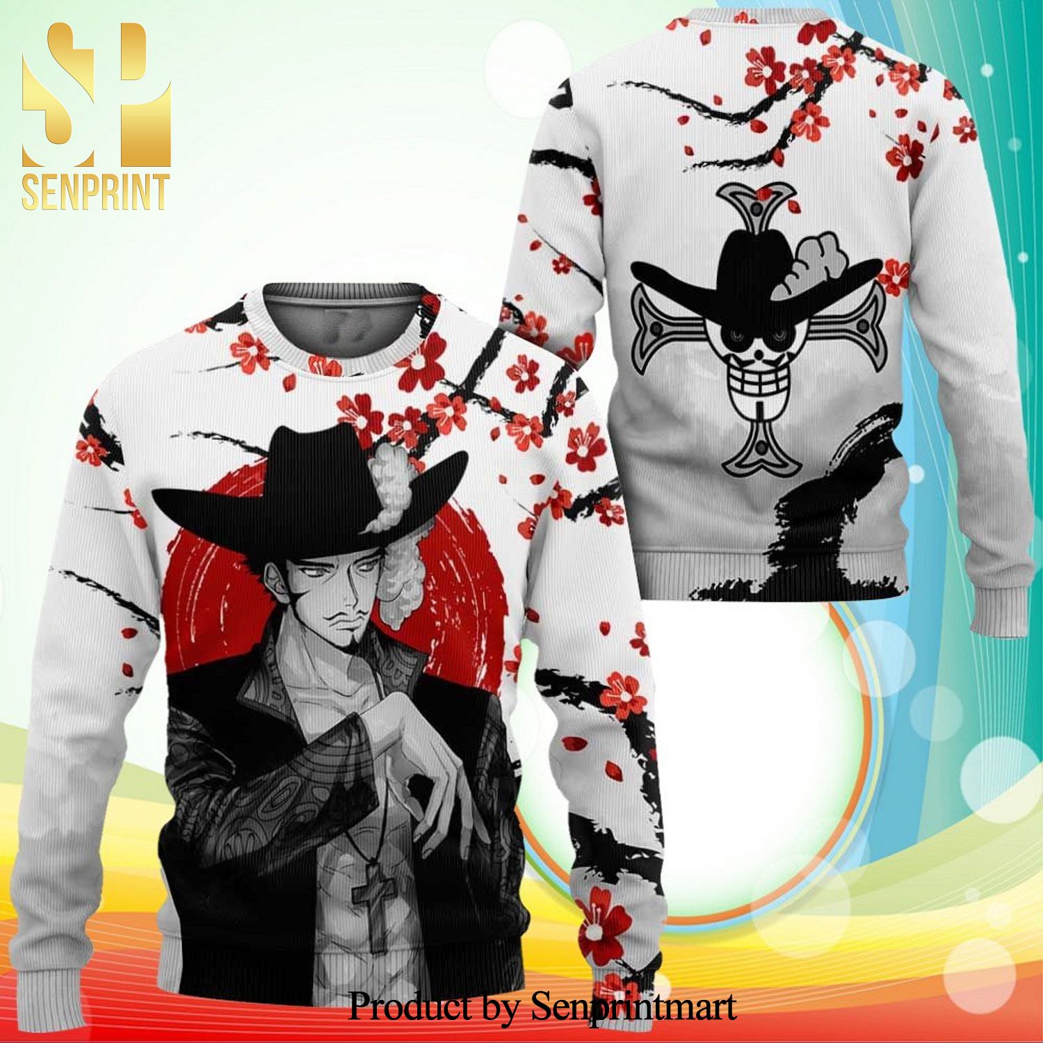 Dracule Mihawk One Piece Manga Anime Knitted Ugly Christmas Sweater